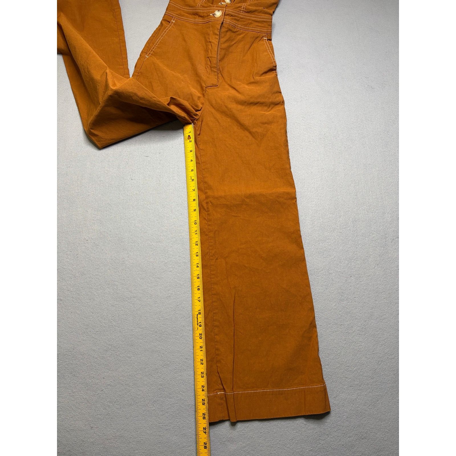 Anthropologie Maeve Anthropologie The Colette Jumpsuit Womens US 0 Brown Size 25" / US 0 / IT 36 - 6 Thumbnail