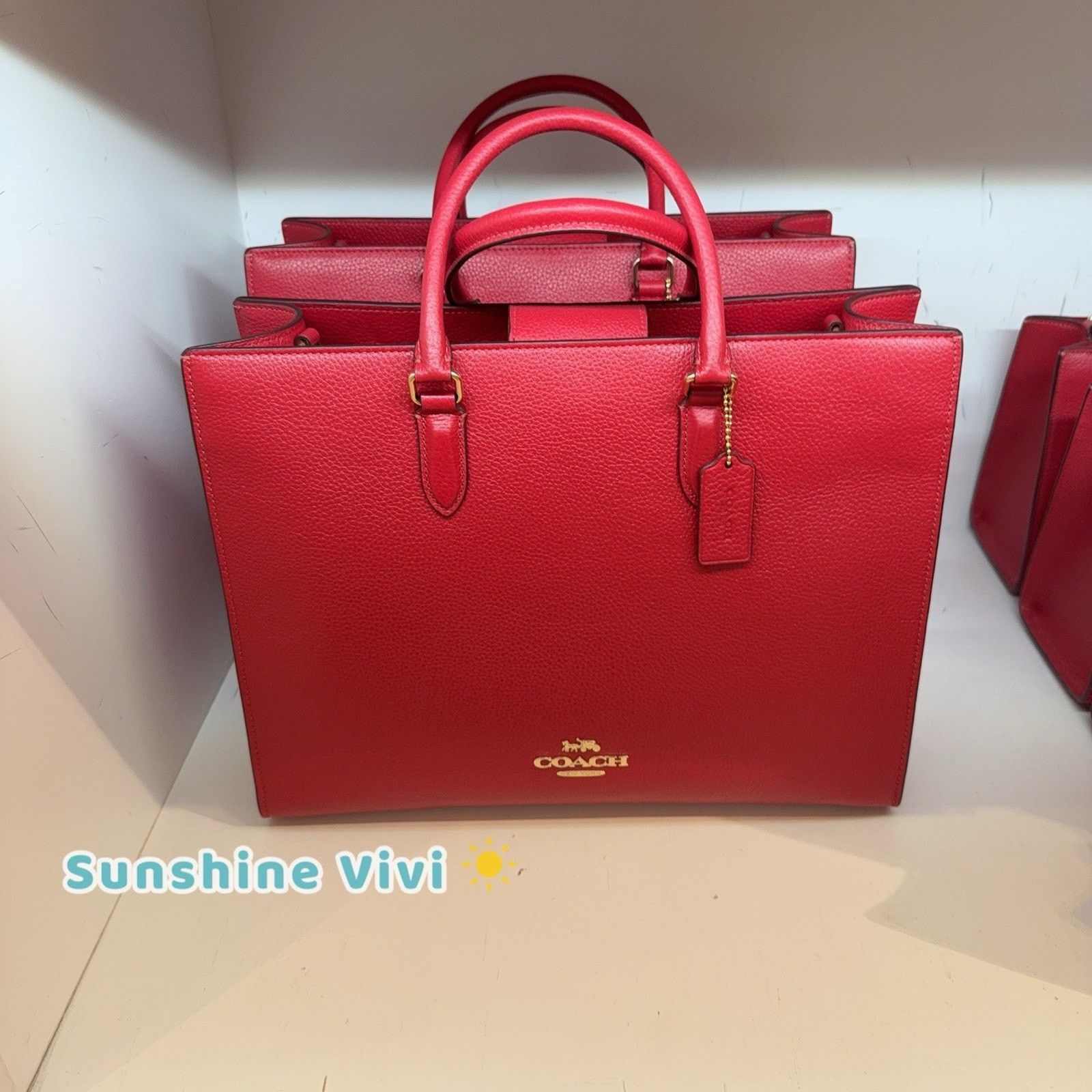 NWT Coach Maggie Tote Bag Leather CY666 Gold/True Red