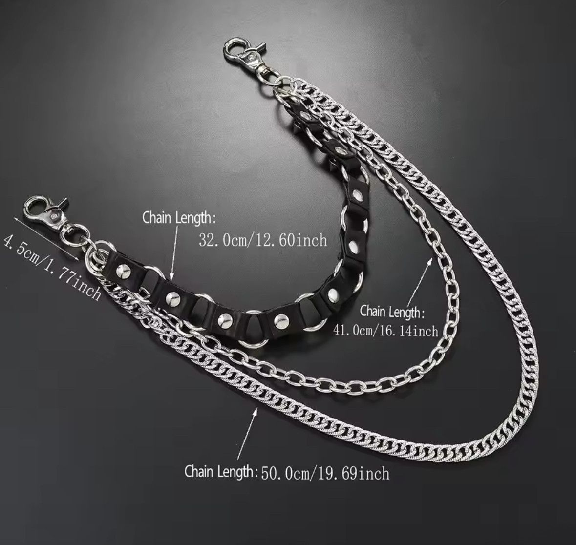 Other Punk Metal Pants Triple Chain Wallet Belt Chain Size ONE SIZE - 4 Thumbnail