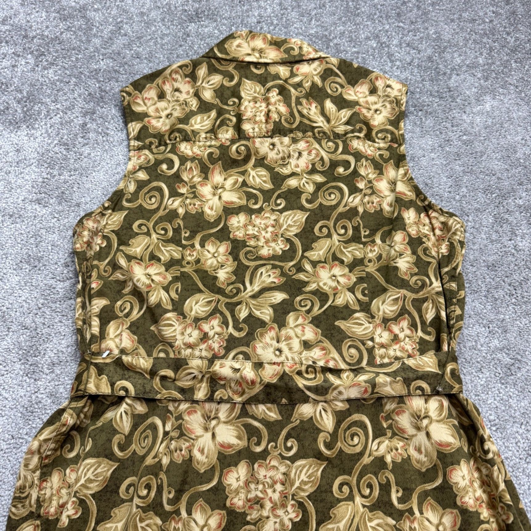 Charter Club Charter Club Cotton Button Down Midi Shirt Dress Women Plus 14W Green Sleeveless Floral Belted Light Weight - Womens Size XL / US 12-14 / IT 48-50 - 3 Thumbnail