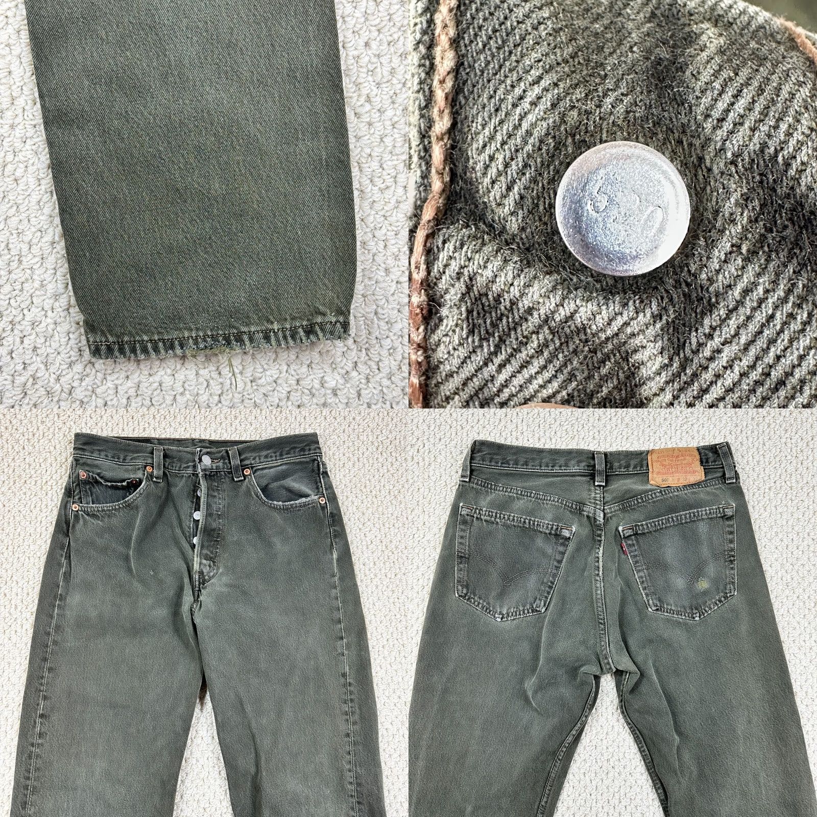 Levi's VINTAGE Levi's 501 Jeans Mens 30x30 Green Olive Denim USA Wallet Fade Size US 30 / EU 46 - 10 Thumbnail