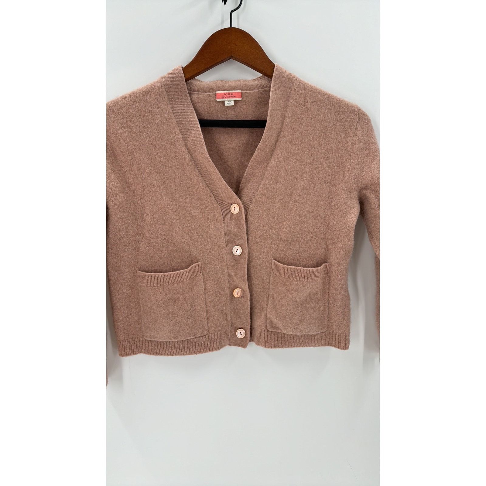 J.Crew J.CREW pink tan cashmere cropped cardigan preppy classic Size XS / US 0-2 / IT 36-38 - 4 Thumbnail
