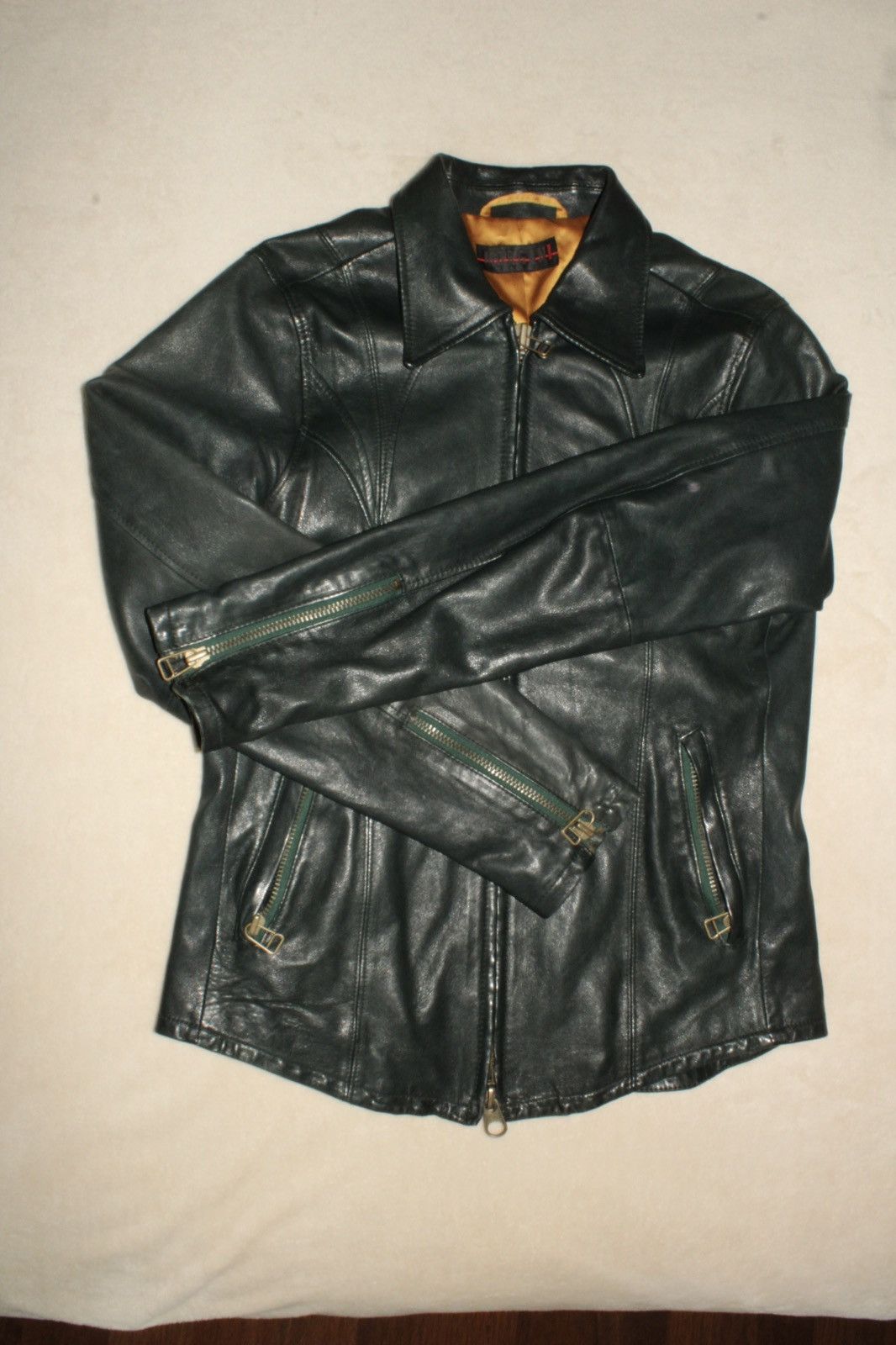 Morgan De Toi Morgan de toi biker/racer leather jacket size S bottle green Size S / US 4 / IT 40 - 3 Thumbnail