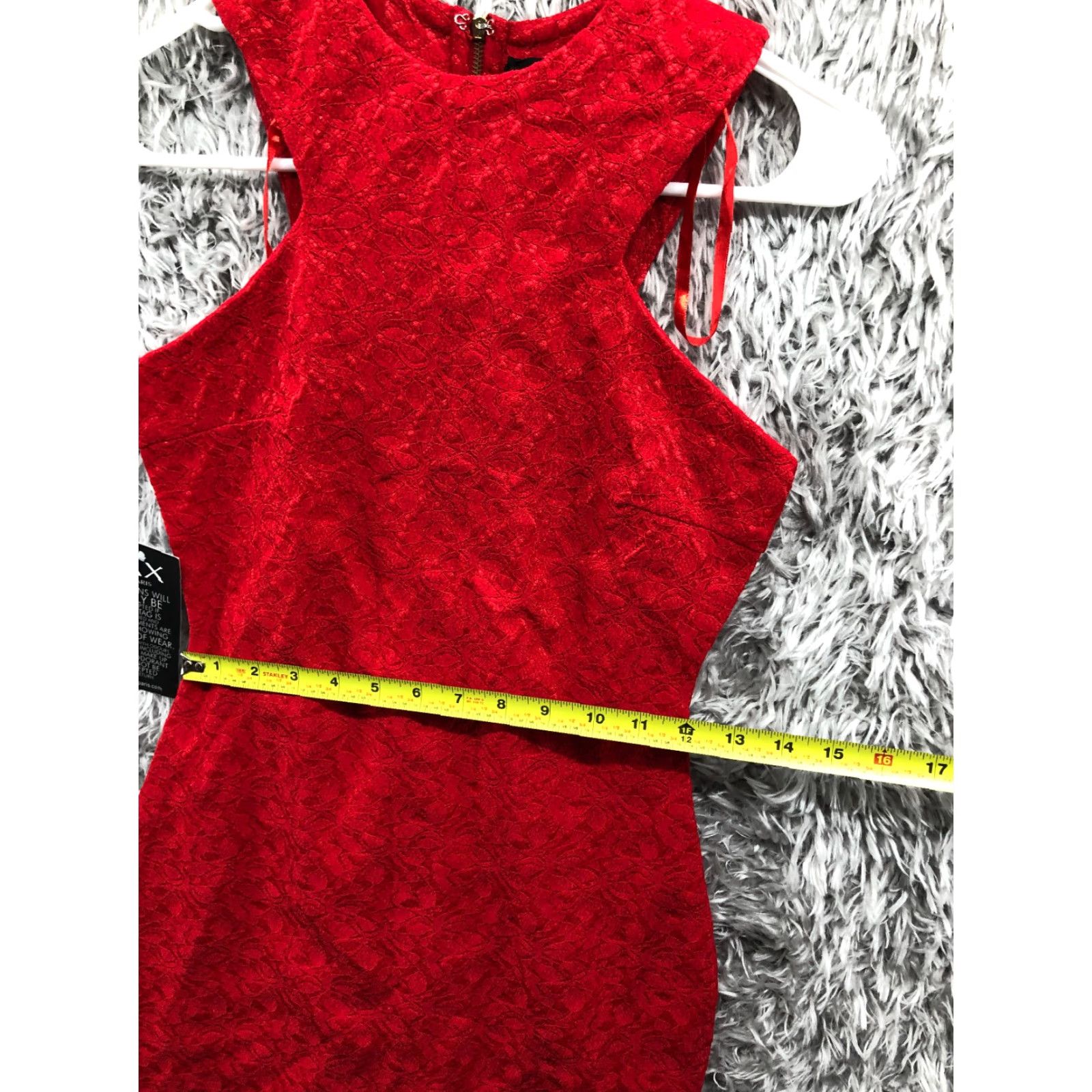 Vintage AX PARIS Cut In Neck Midi Dress Size 4 Womens Bonded Lace Red Dress Size S / US 4 / IT 40 - 2 Thumbnail