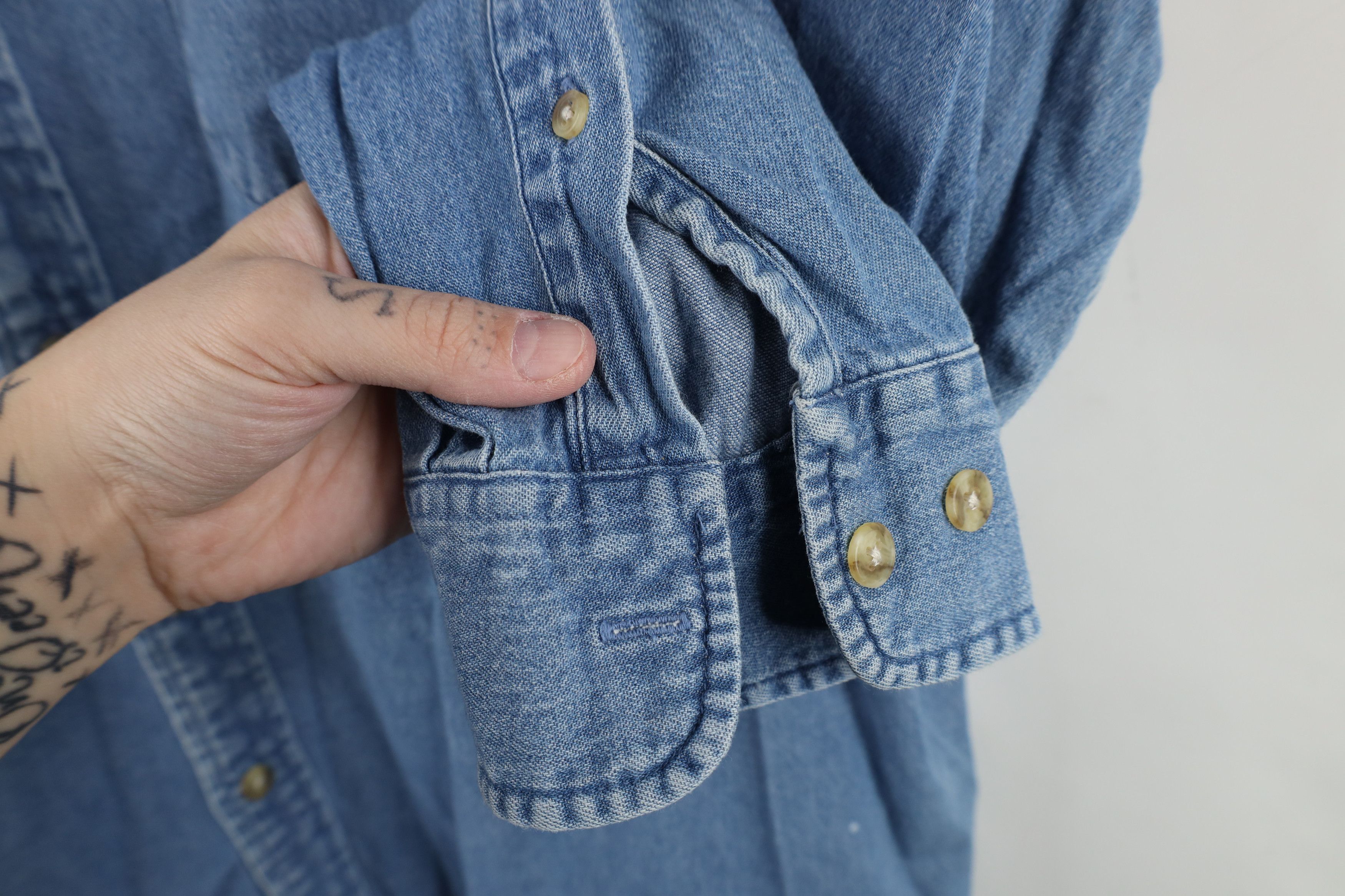 Vintage Vintage 90s Streetwear Denim Jean Collared Button Down Shirt Size US XXL / EU 58 / 5 - 4 Thumbnail