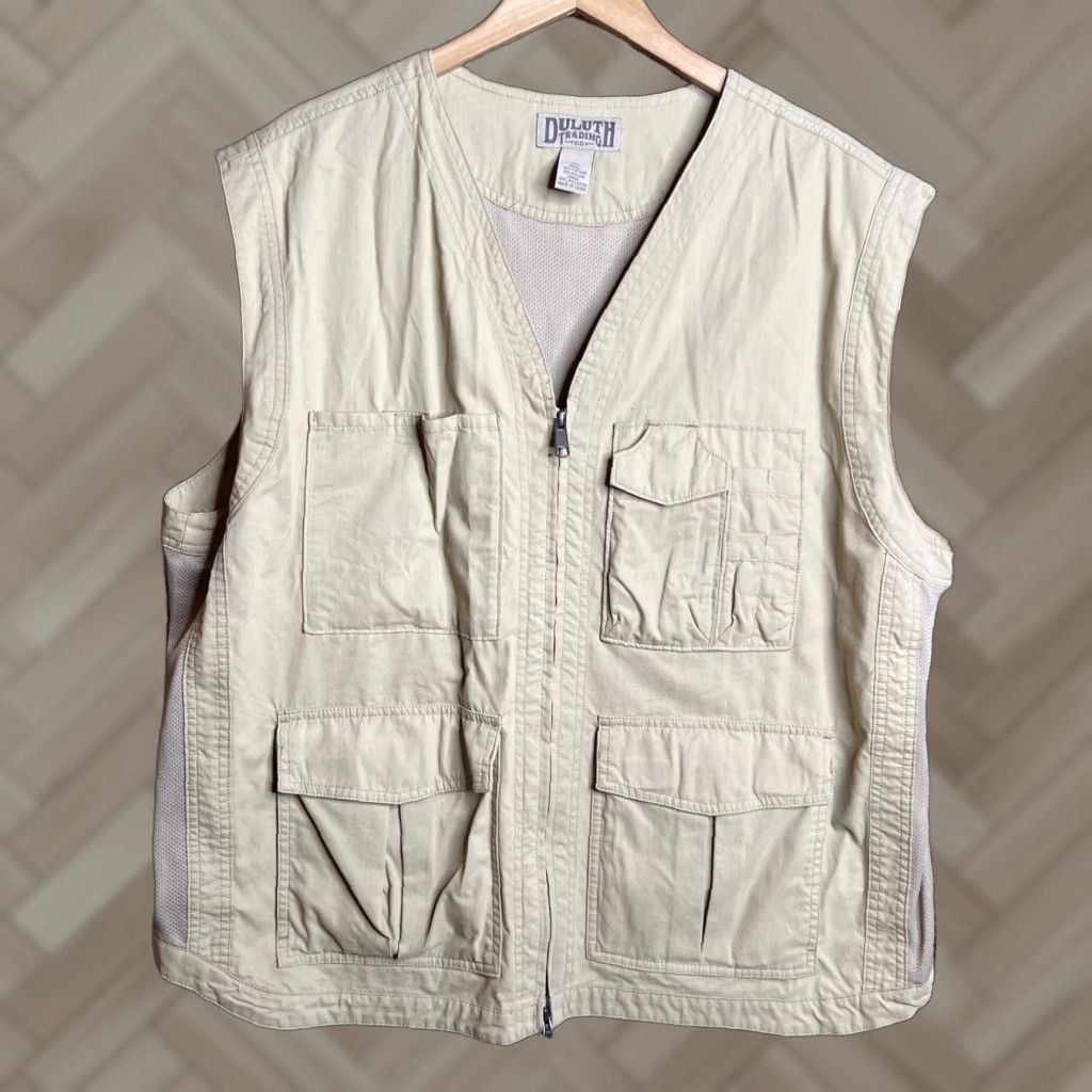 CO Duluth Trading Co Mens Vest Full Zip Size XL Pockets Hiking Fishing Cargo All Seasons Brown Durable Canvas Jacket/Coat Mid-Length Size US XL / EU 56 / 4 - 1 Thumbnail