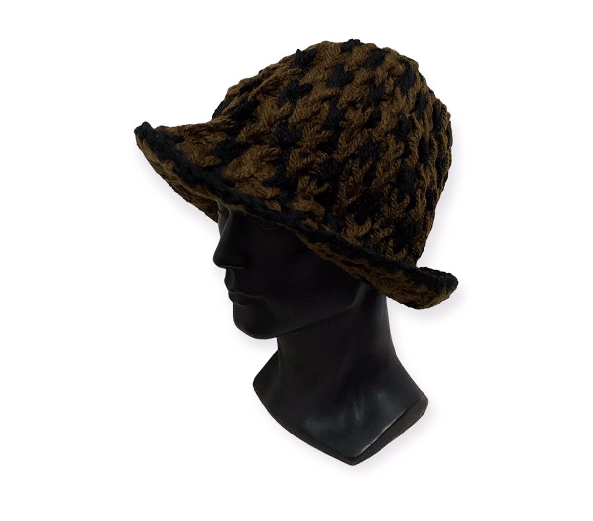 image of Knit Design Beanie Hat in Brown, Men's
