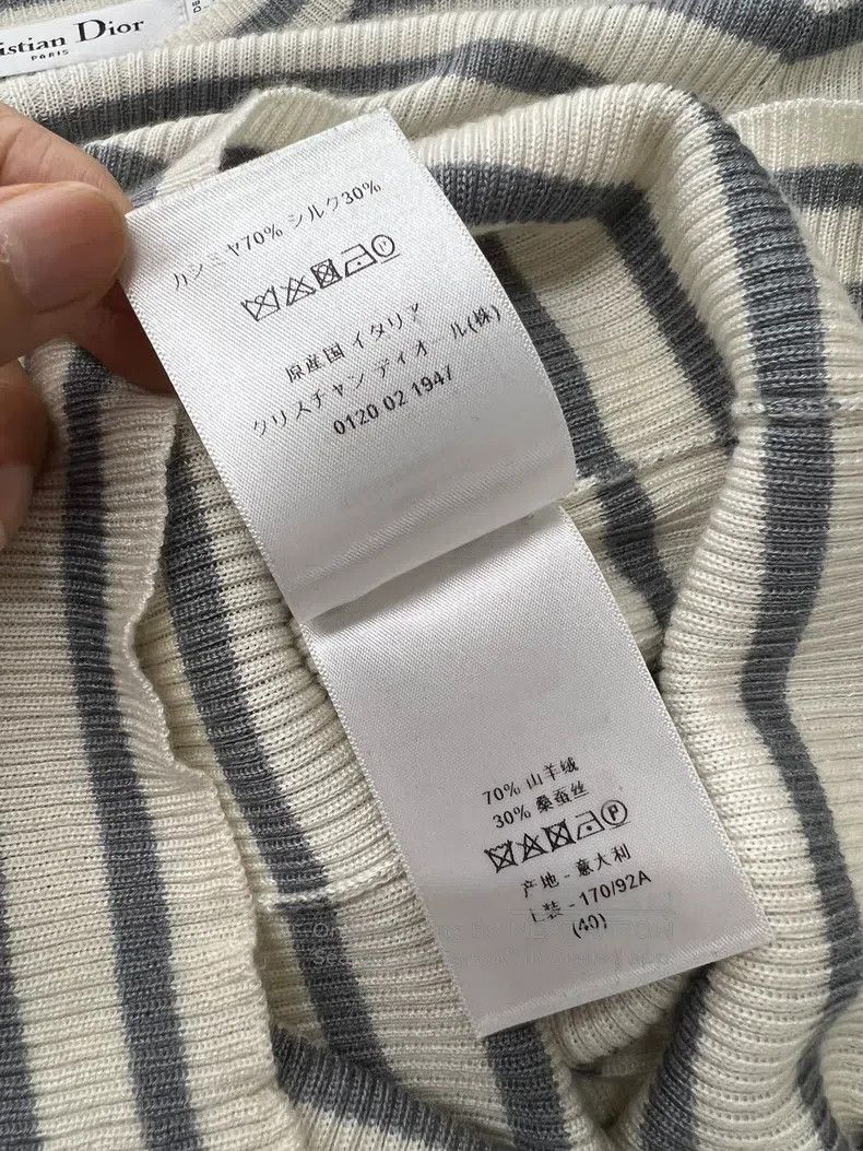 Dior Dior Greyish-white striped little bee logo knitted sweater Size S / US 4 / IT 40 - 6 Thumbnail