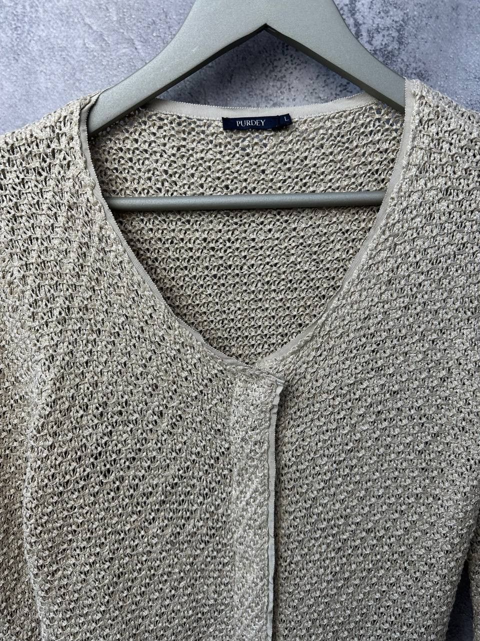 Purdey Purdey Long Cardigan Knit Crochet Mesh Size L / US 10 / IT 46 - 5 Thumbnail