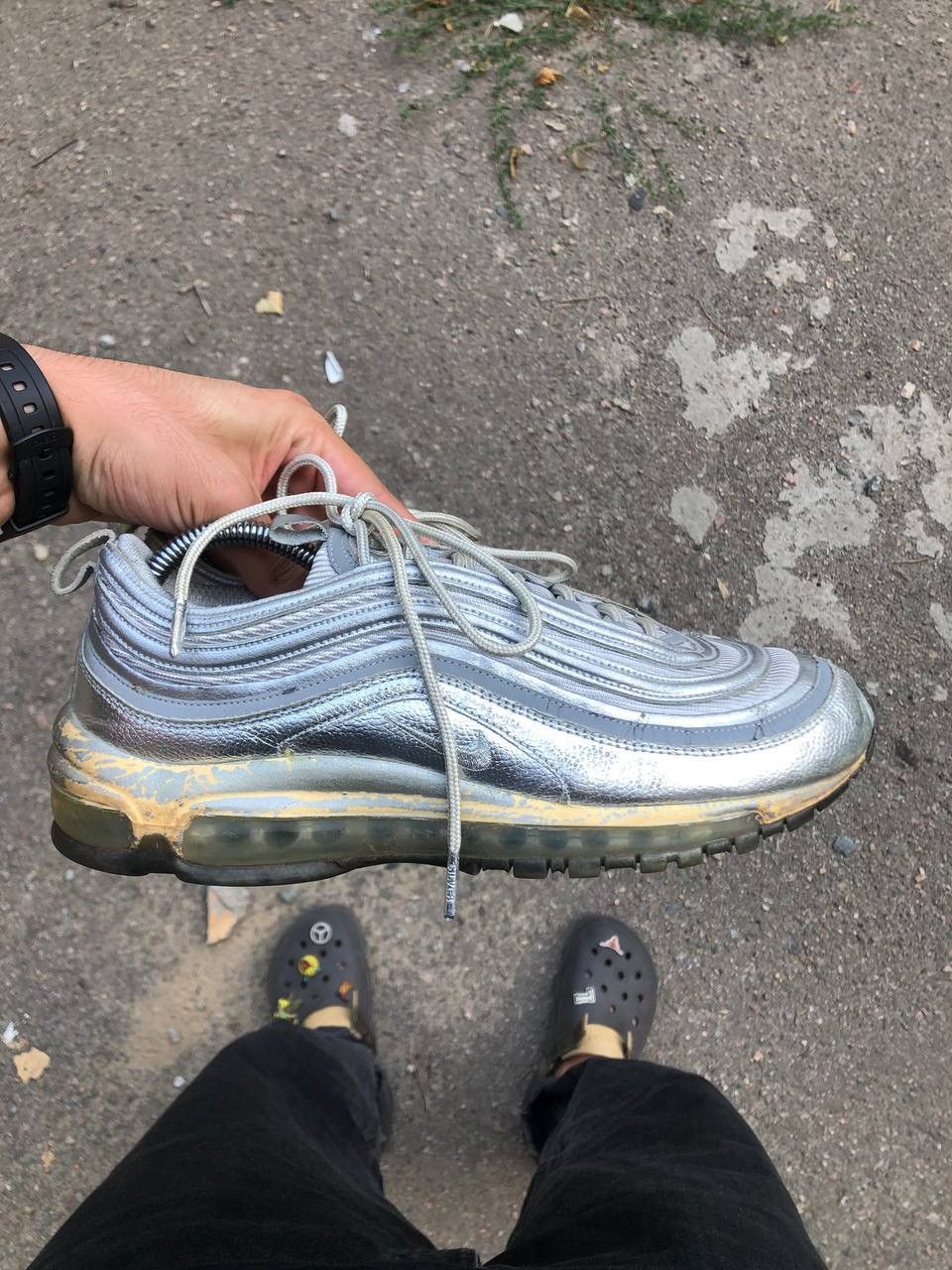 Vintage VERY RARE NIKE AIR MAX 97 SILVER REFLECTIVE DESIGNER 90s Size US 8.5 / EU 41-42 - 2 Thumbnail