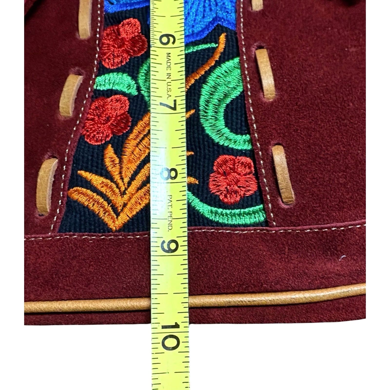 4SDESIGNS Terra Natural Designs Suede Leather Crossbody Purse Handbag Floral Bohemian Crossbody Bag Womens Small Natural Multicolor Strap 20in 10in 9in Wide Size ONE SIZE - 6 Thumbnail