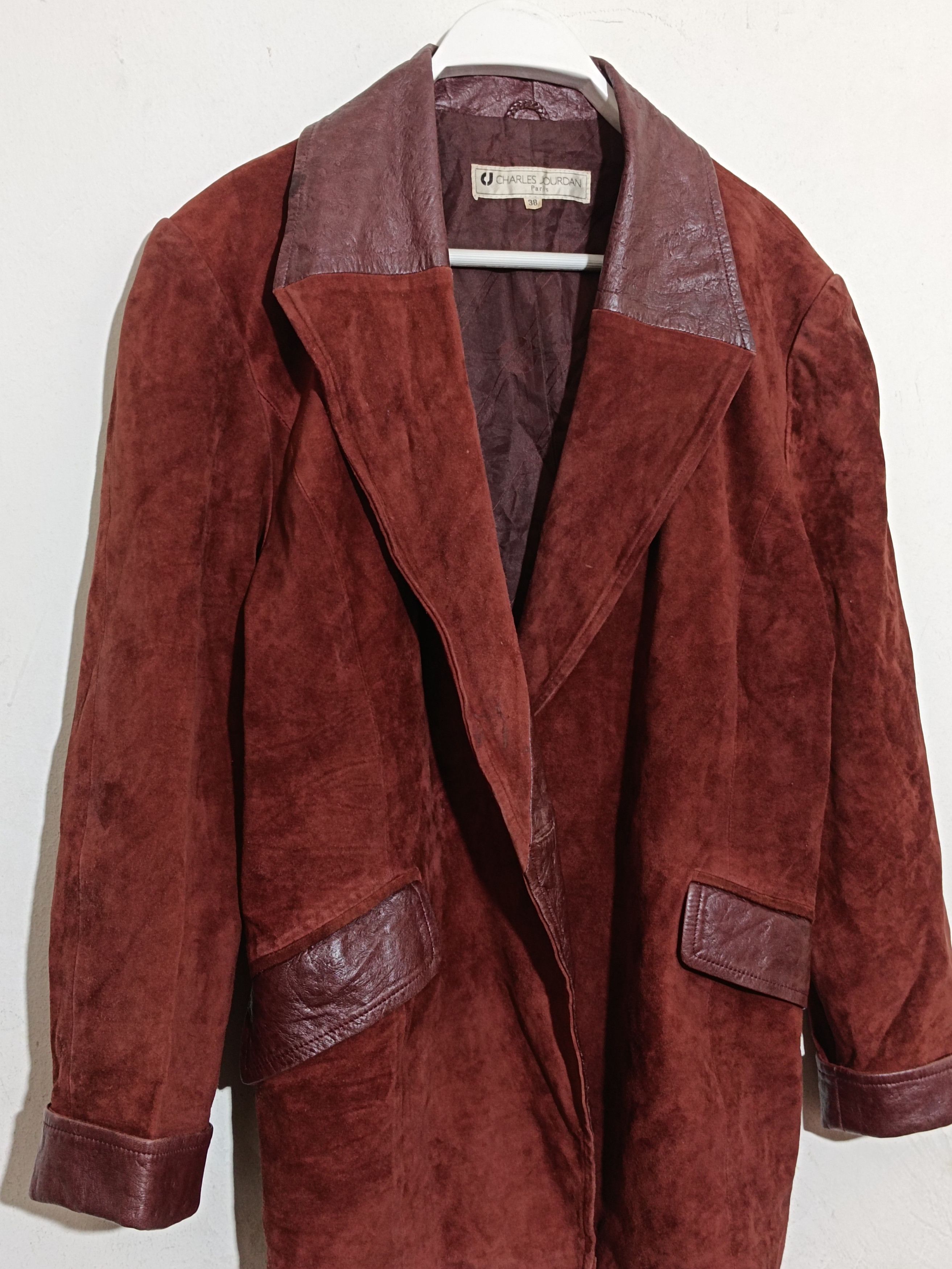Charles Jourdan × Japanese Brand Vintage Charles Jourdan Suede ostrich Leather Coat Jacket Size US M / EU 48-50 / 2 - 2 Thumbnail