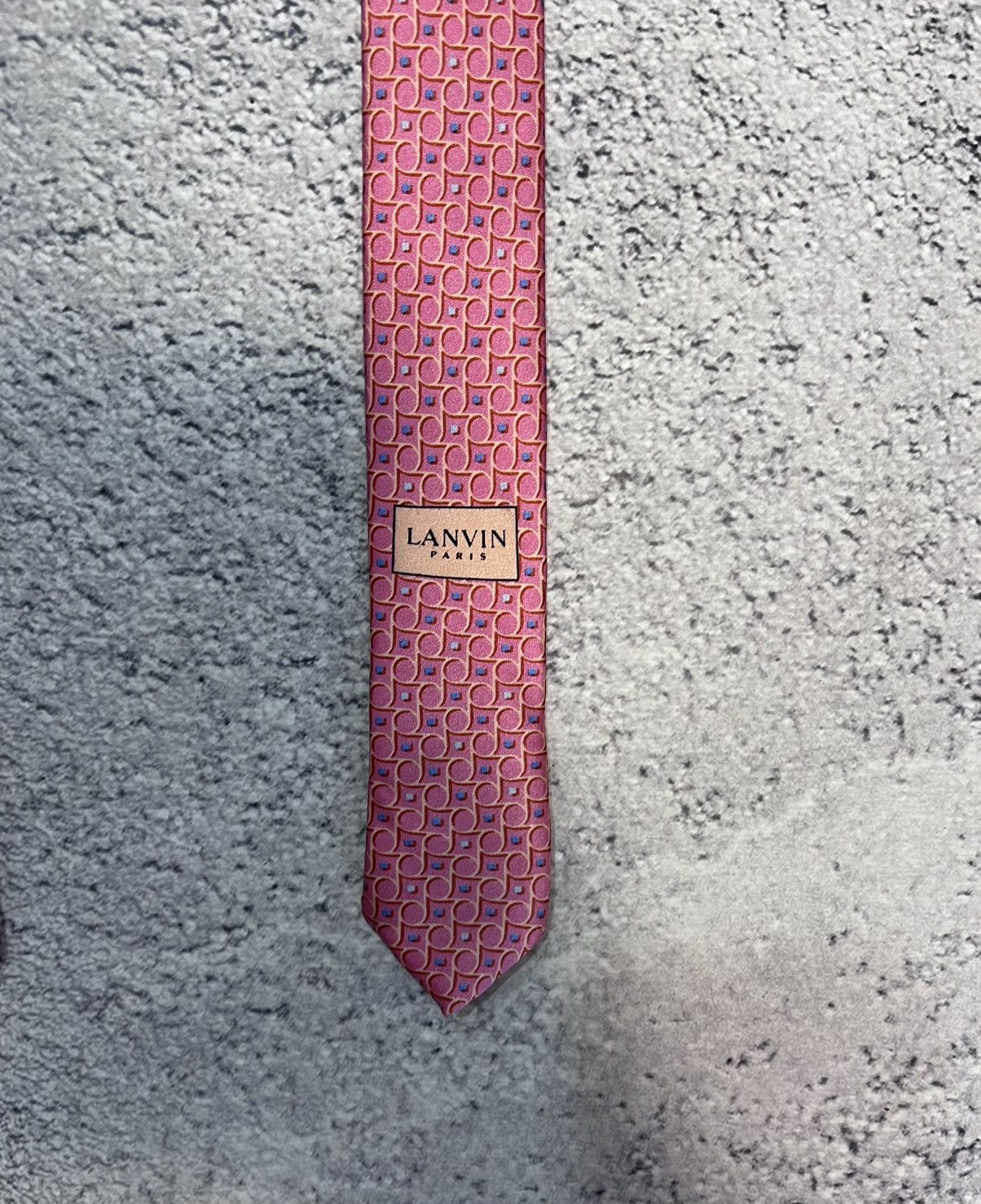 Lanvin Lanvin Paris Men’s Tie 100% Silk Pink Made In France Size ONE SIZE - 9 Thumbnail