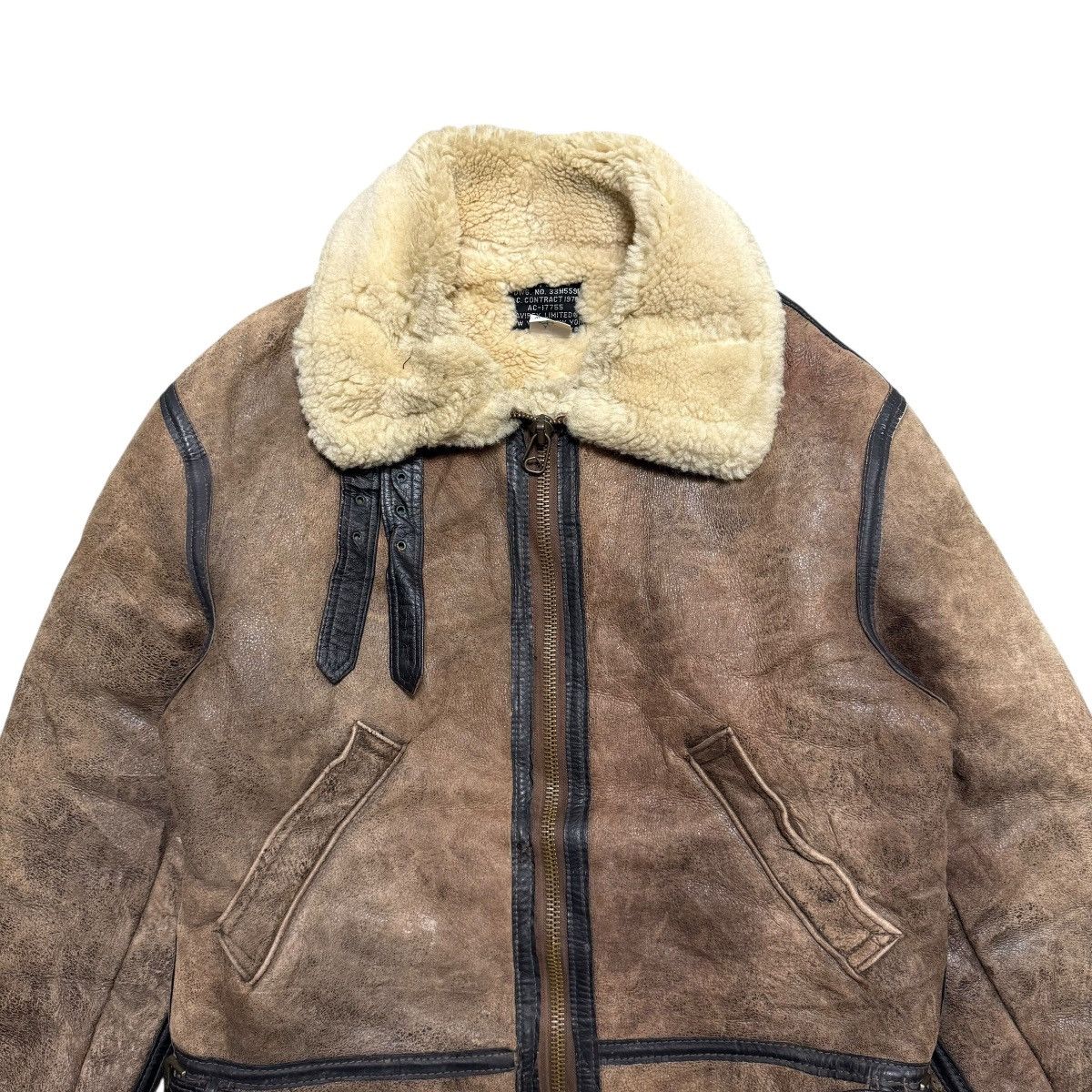 Avirex Vintage 80s Avirex Scovill Zipper Sheepskin Mouton B3 Jacket Size US S / EU 44-46 / 1 - 3 Thumbnail
