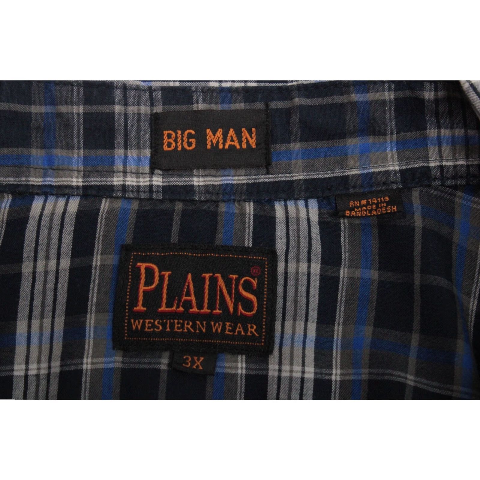 Vintage VINTAGE Plains Western Wear Pearl Snap Shirt Big Man 3X Blue Plaid Long Sleeve Men Size US XXL / EU 58 / 5 - 4 Thumbnail