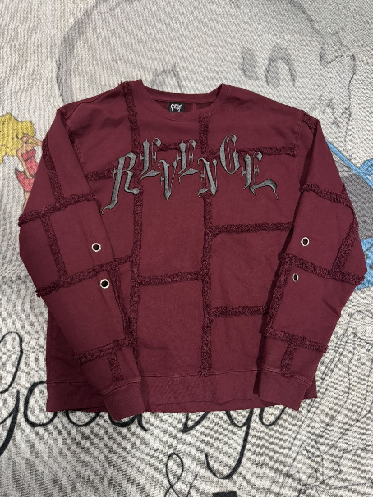 Revenge Revenge Patchwork Sweater - Maroon Size US XL / EU 56 / 4 - 1 Thumbnail