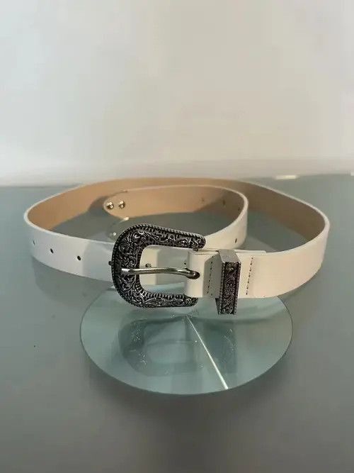 Japanese Brand Y2K Buckle Belt (white) Size 32 - 1 Thumbnail