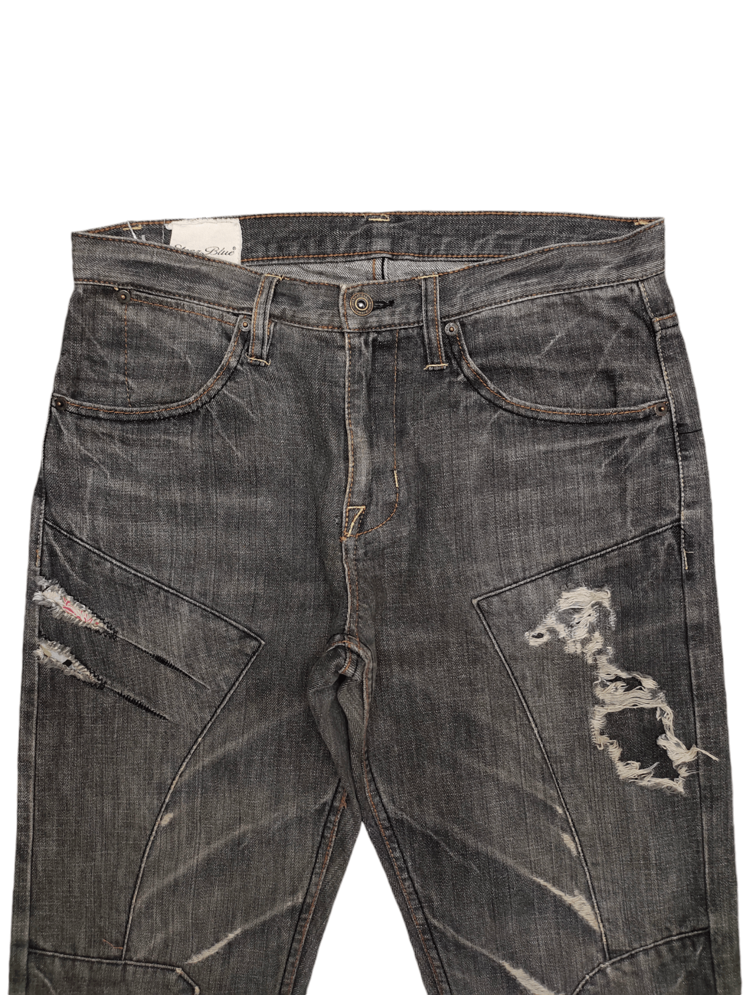 Comme des Garcons × Undercover Vintage Y2k Steen Blue Clawmark Distress Faded Denim Jeans Size US 32 / EU 48 - 2 Thumbnail