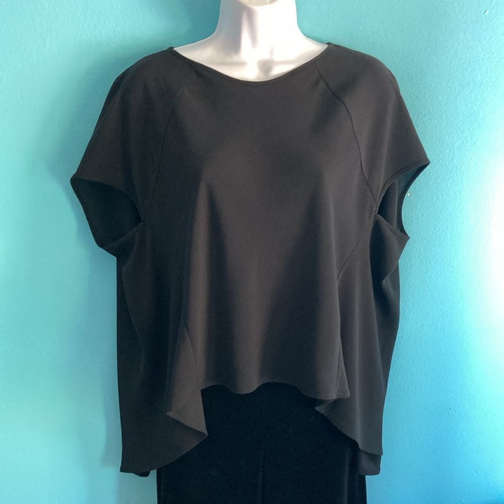 Imperial Imperial Womens Black Poly Blend High Low Pullover Blouse Size M Made in Italy Size M / US 6-8 / IT 42-44 - 1 Thumbnail