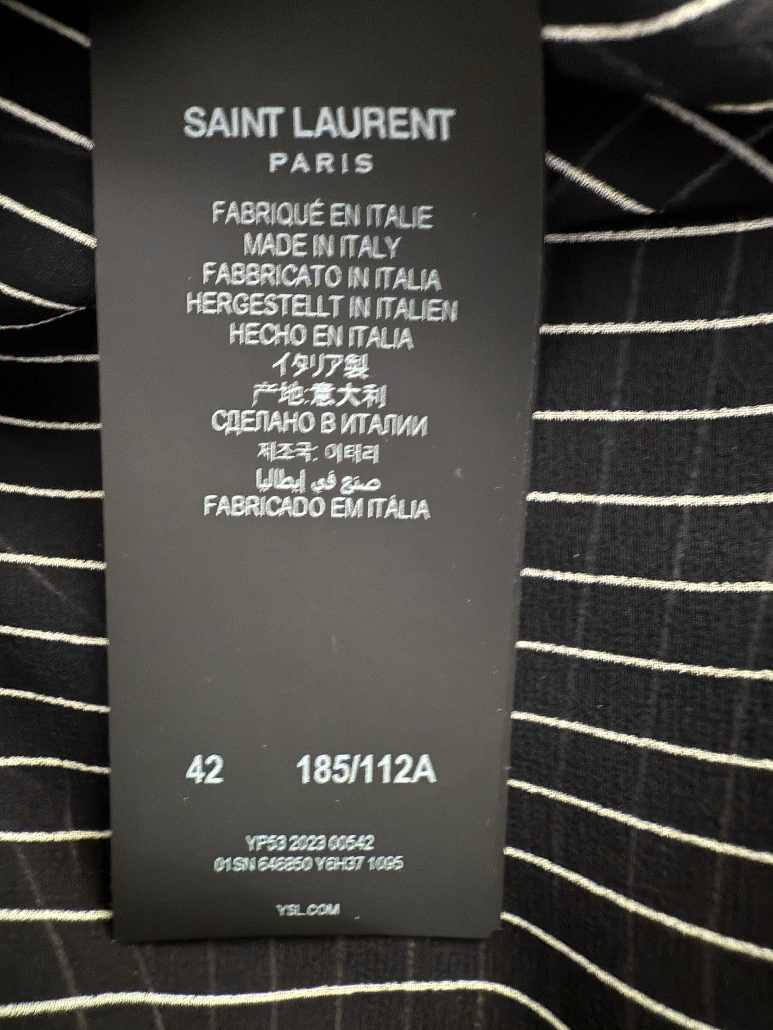 Saint Laurent Paris Black Pinstriped Silk Shirt Size US L / EU 52-54 / 3 - 16 Thumbnail