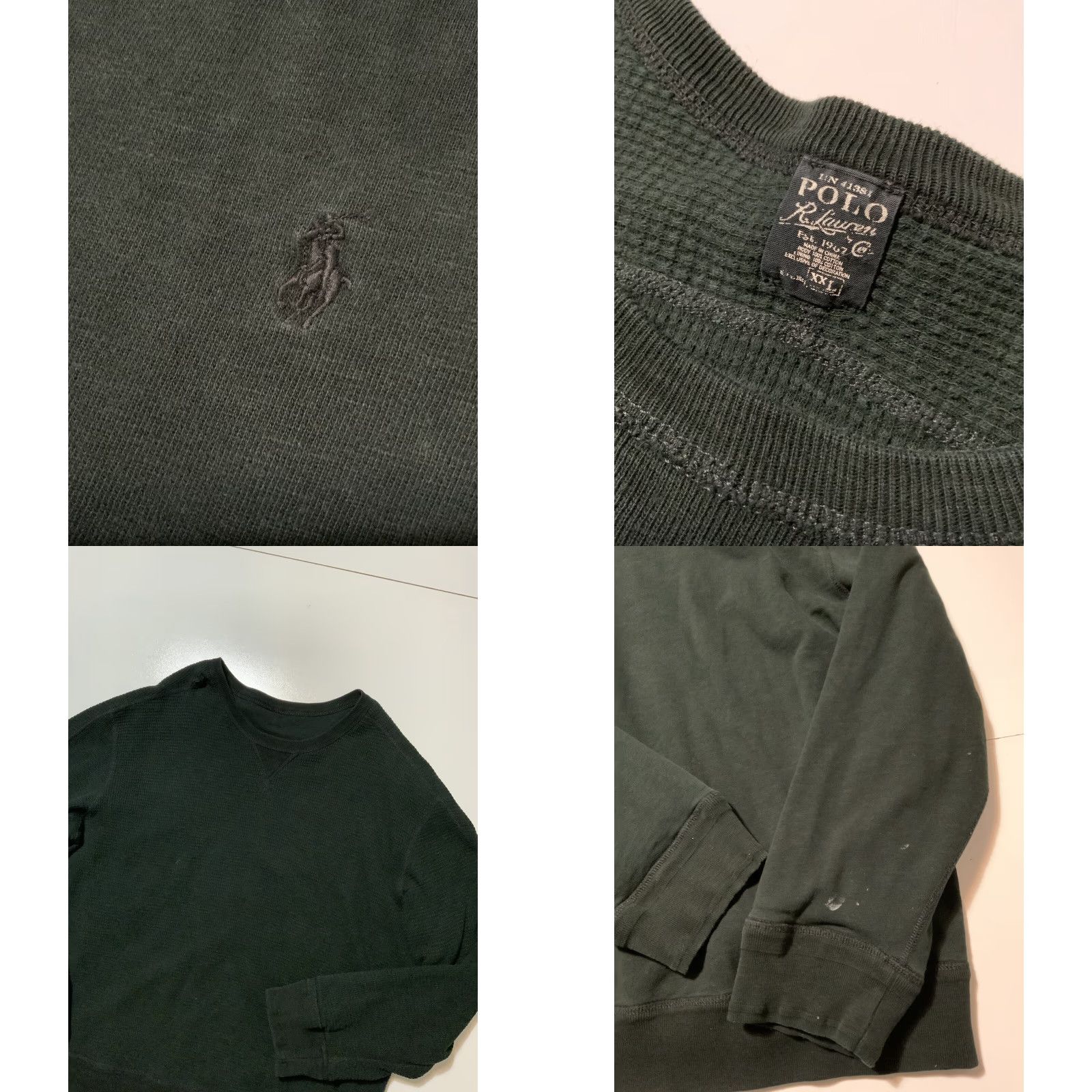 Polo Ralph Lauren Polo Ralph Lauren Reversible Waffle-Knit Thermal Pony Crewneck Sweatshirt Sz.XXL Mens Black Pullover Night Black/White Pony Logo, 2XL Size US XXL / EU 58 / 5 - 8 Thumbnail