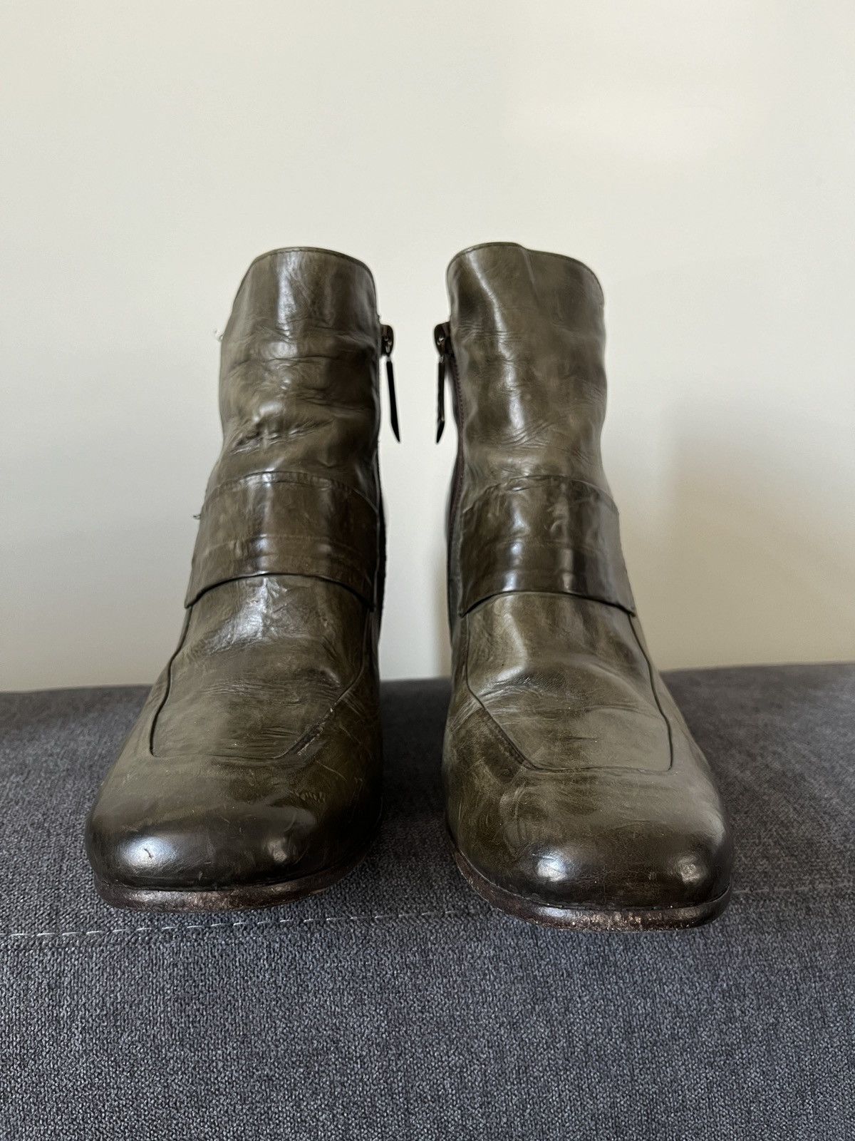 A.S.98 La Bottega di Lisa Ancle Avant Garde Green Leather Boots Size US 9 / IT 39 - 12 Thumbnail