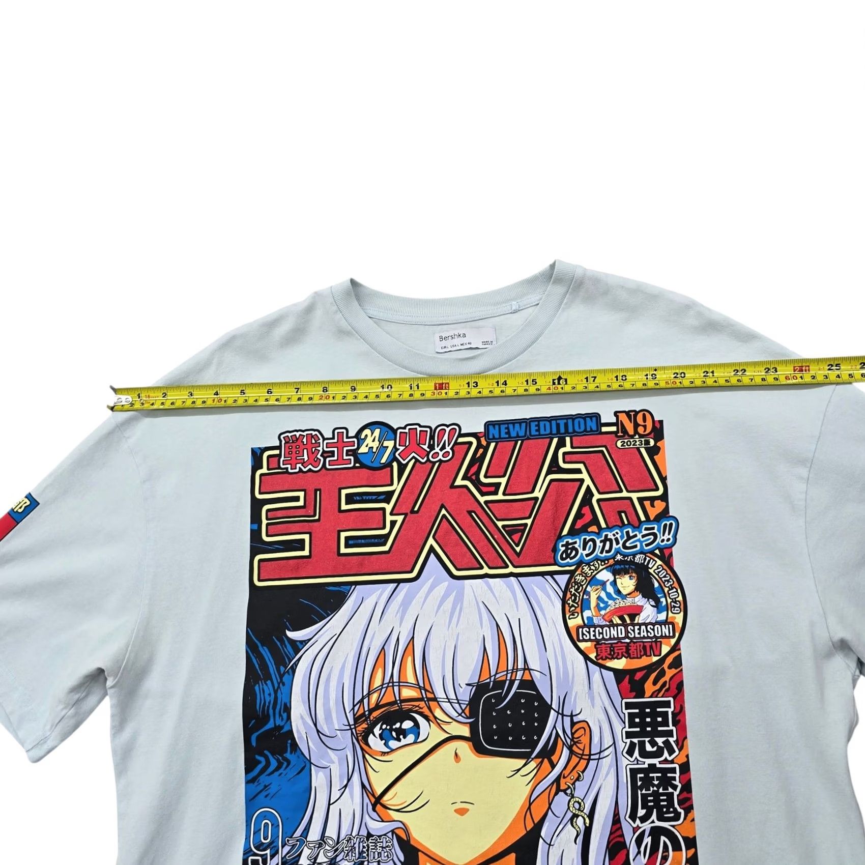 Bershka Bershka Men’s Light Blue Anime Graphic T-Shirt Size L Size US L / EU 52-54 / 3 - 5 Thumbnail