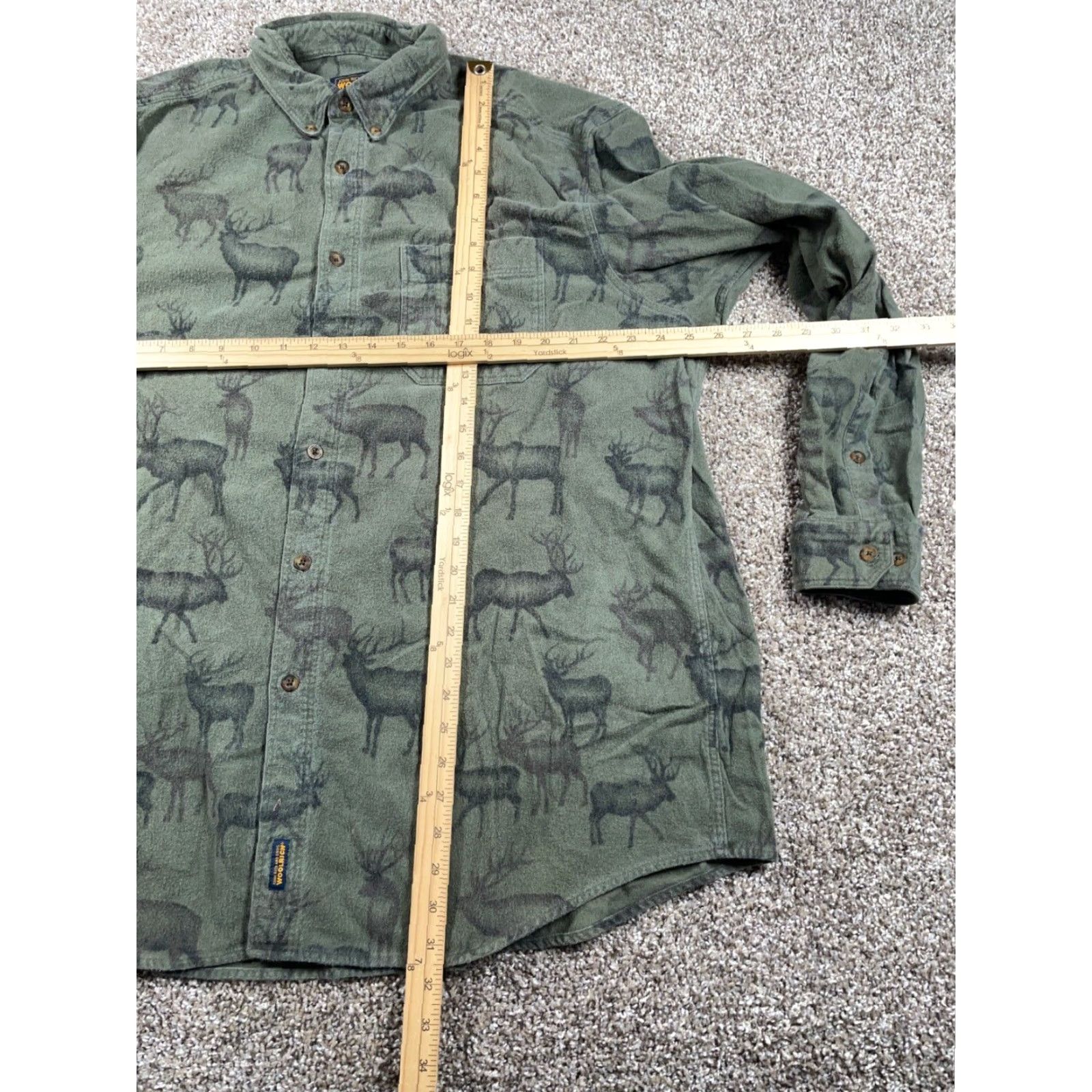 Vintage Woolrich Deer Print Flannel Shirt Adult 2XL Green Casual Workwear Mens Size US XXL / EU 58 / 5 - 6 Thumbnail