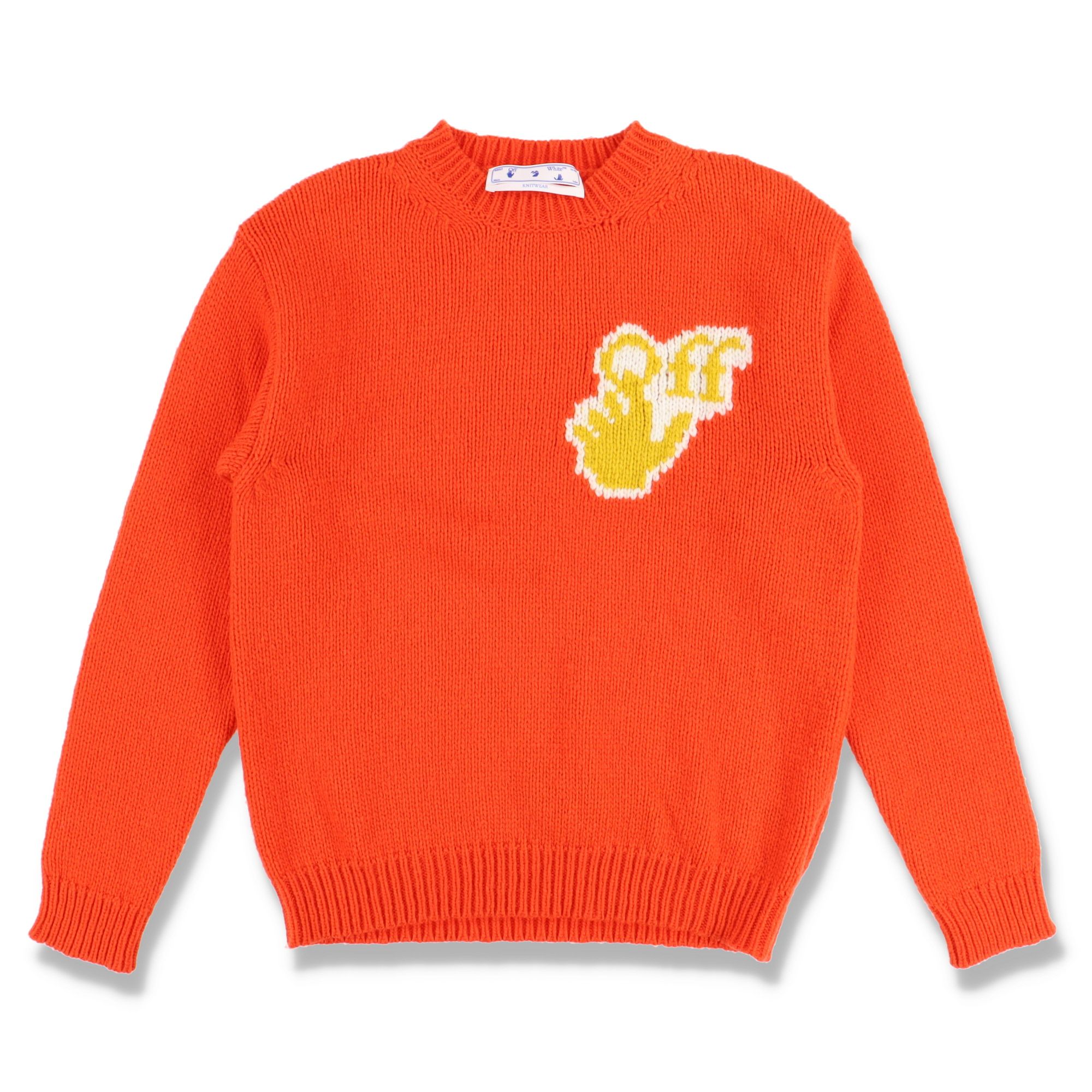 Pre-owned Off-white Orange Off Hand Intarsia Knit Logo Sweater