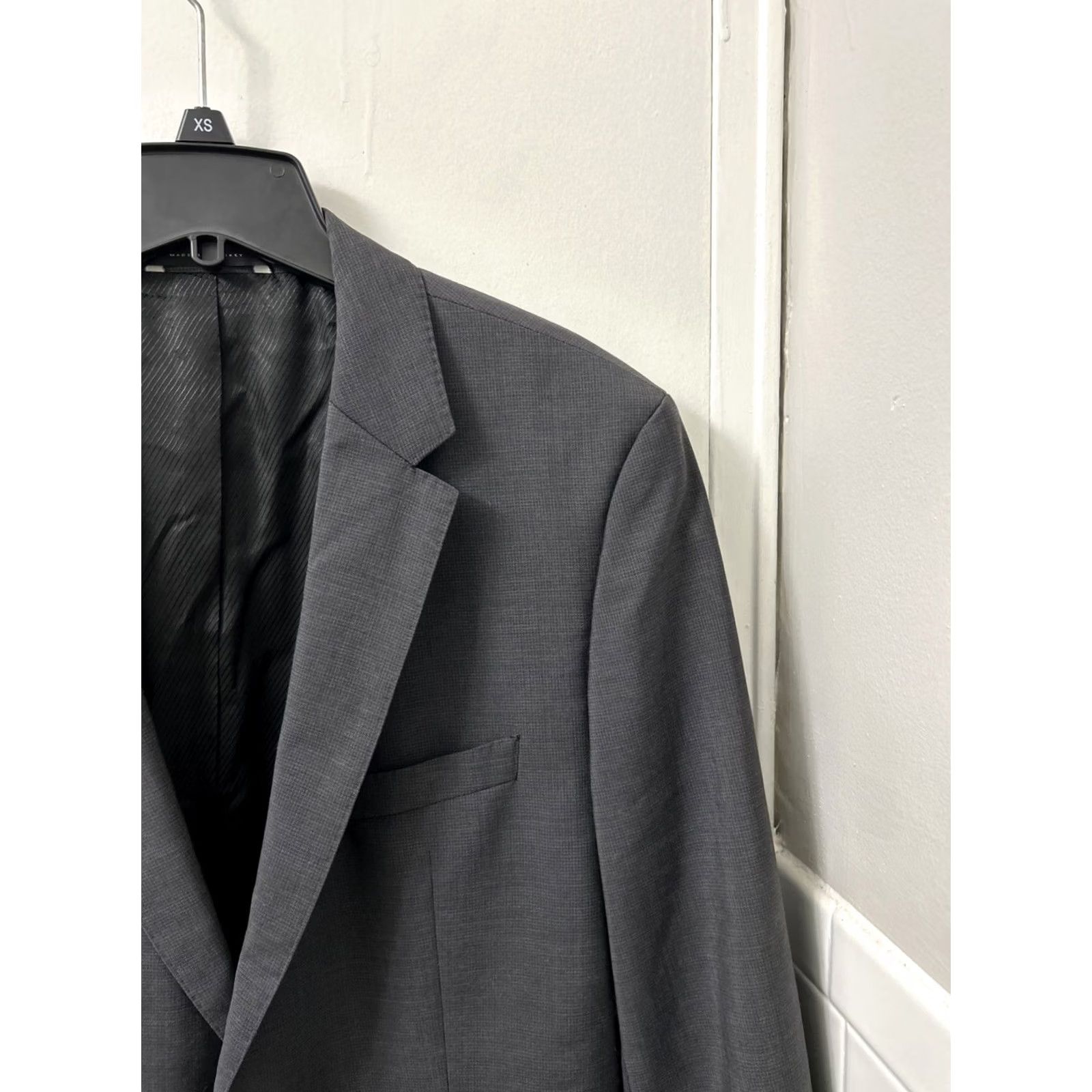 Hugo Boss HUGO BOSS Blazer Mens 42R Gray 100% Virgin Wool Two-Button Single-Breasted Jacket Sport Coat Slim Regular Fit Size 42R - 4 Thumbnail