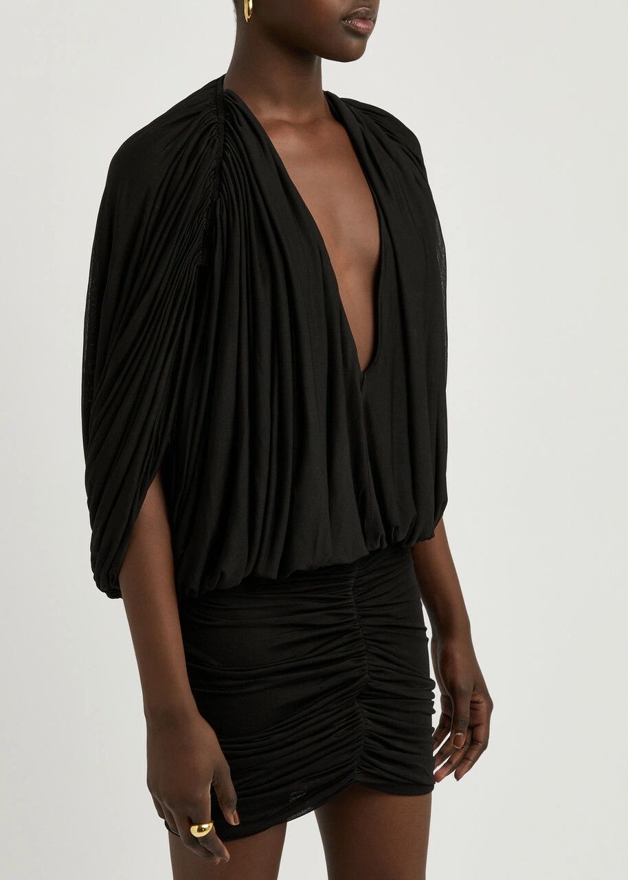 Saint Laurent Paris o1y0126 Mini Dress in Black Size S / US 4 / IT 40 - 2 Thumbnail