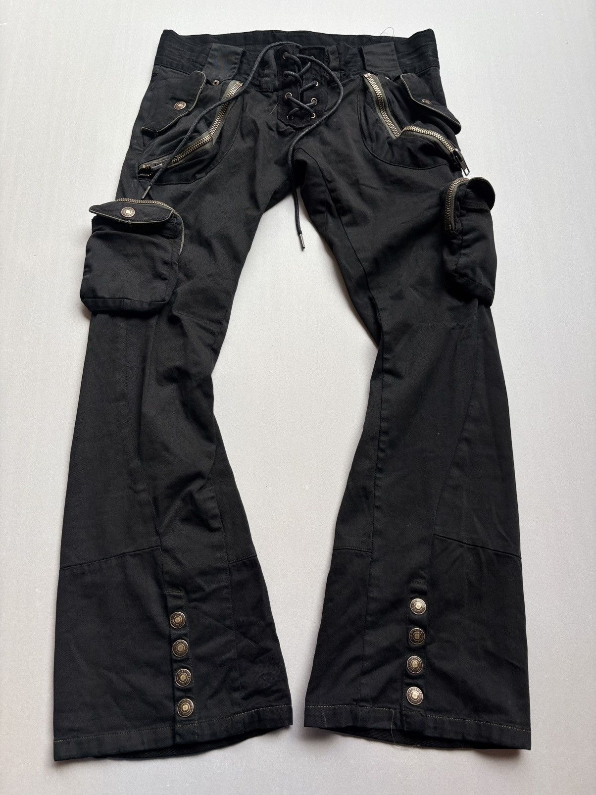 Japanese Brand lace up flare cargo pants Size US 27 - 1 Thumbnail