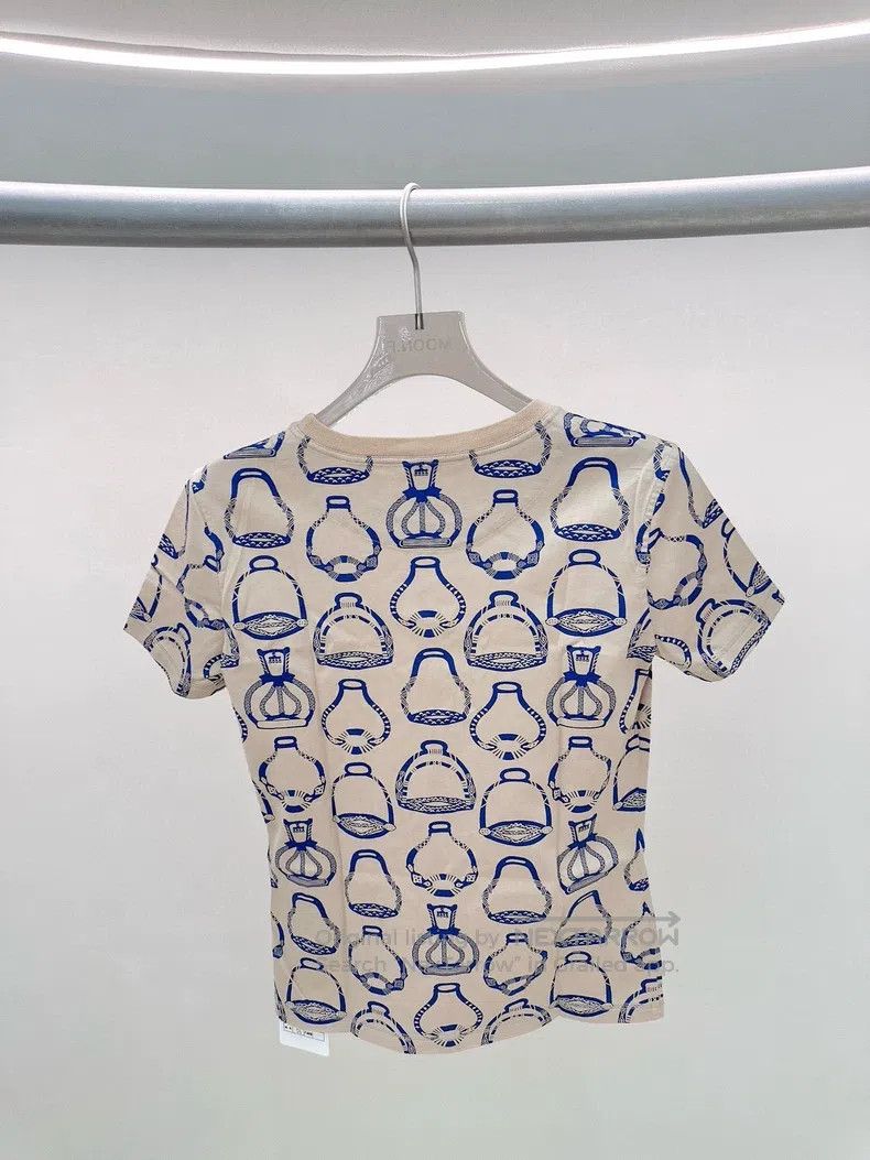 Hermes Hermes Khaki patterned short-sleeve T-shirt Size XS / US 0-2 / IT 36-38 - 2 Thumbnail