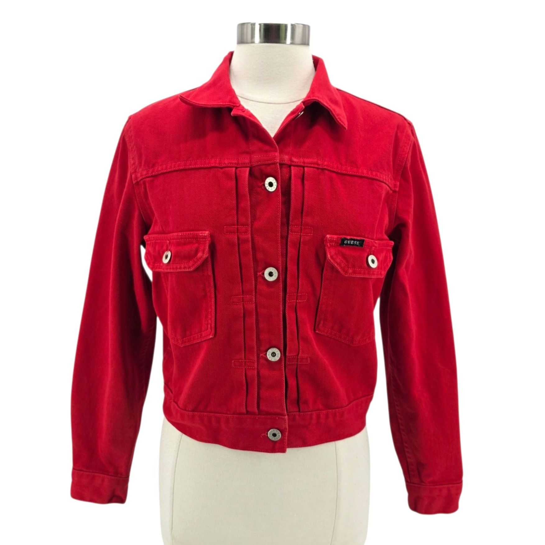Guess Vintage Guess Jeans Womens Medium Jacket Denim Red Cropped P Size M / US 6-8 / IT 42-44 - 1 Thumbnail