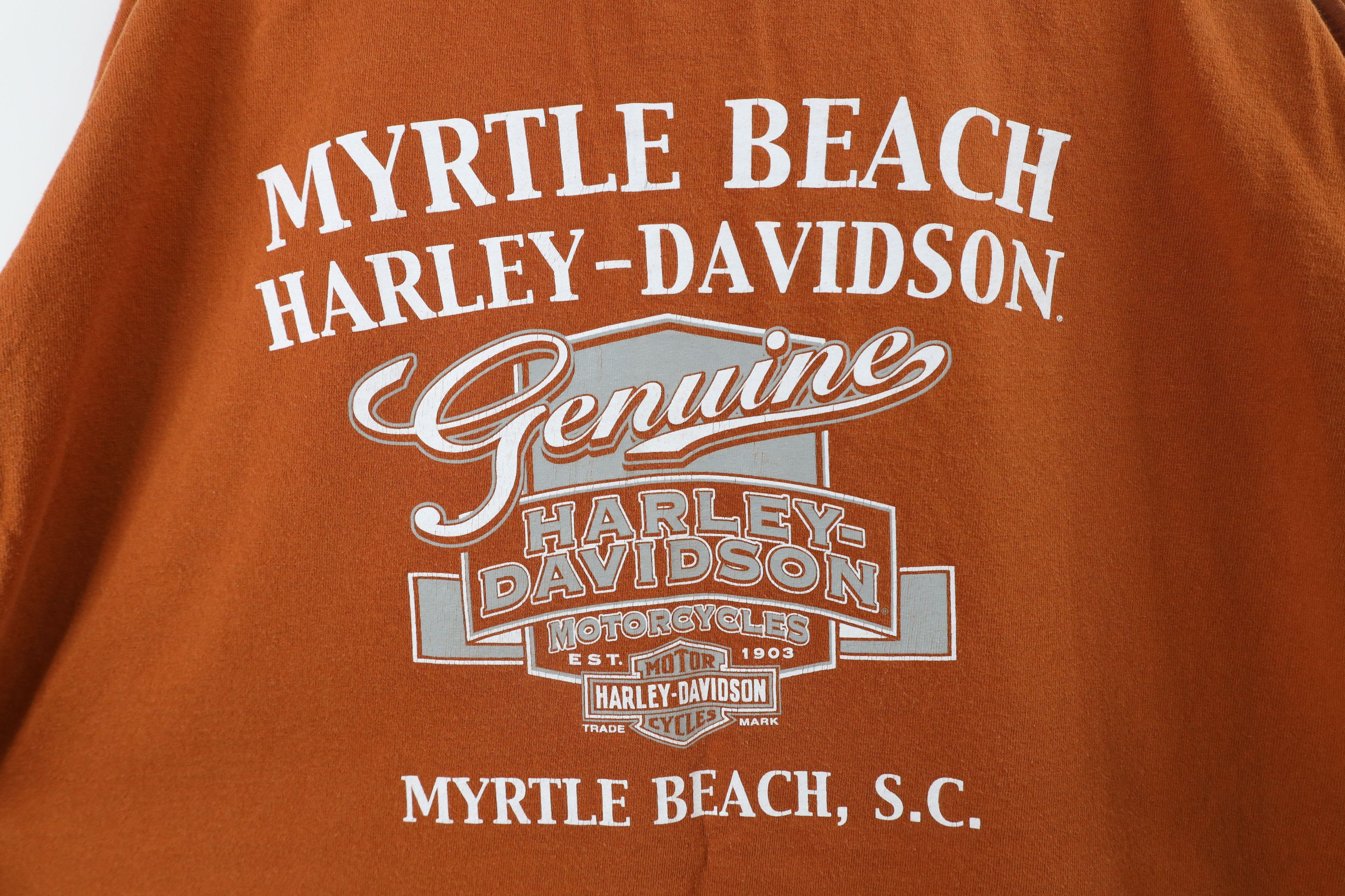 Harley Davidson × Vintage Vintage Y2K Harley Davidson Spell Out Eagle T-Shirt Orange Size US XL / EU 56 / 4 - 10 Thumbnail