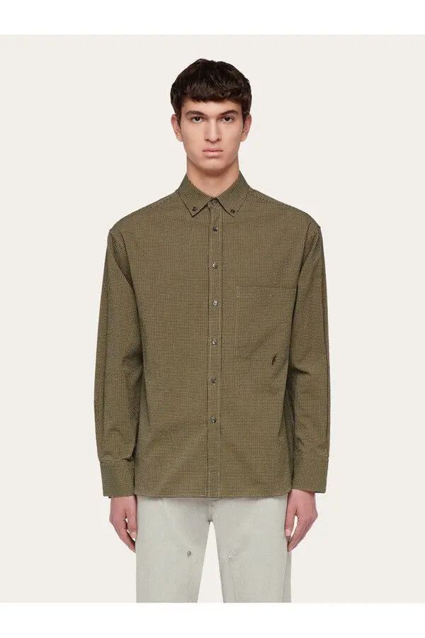 Salvatore Ferragamo o1s1rm0126 Sports Shirt in Dusty Brown Size US L / EU 52-54 / 3 - 2 Thumbnail