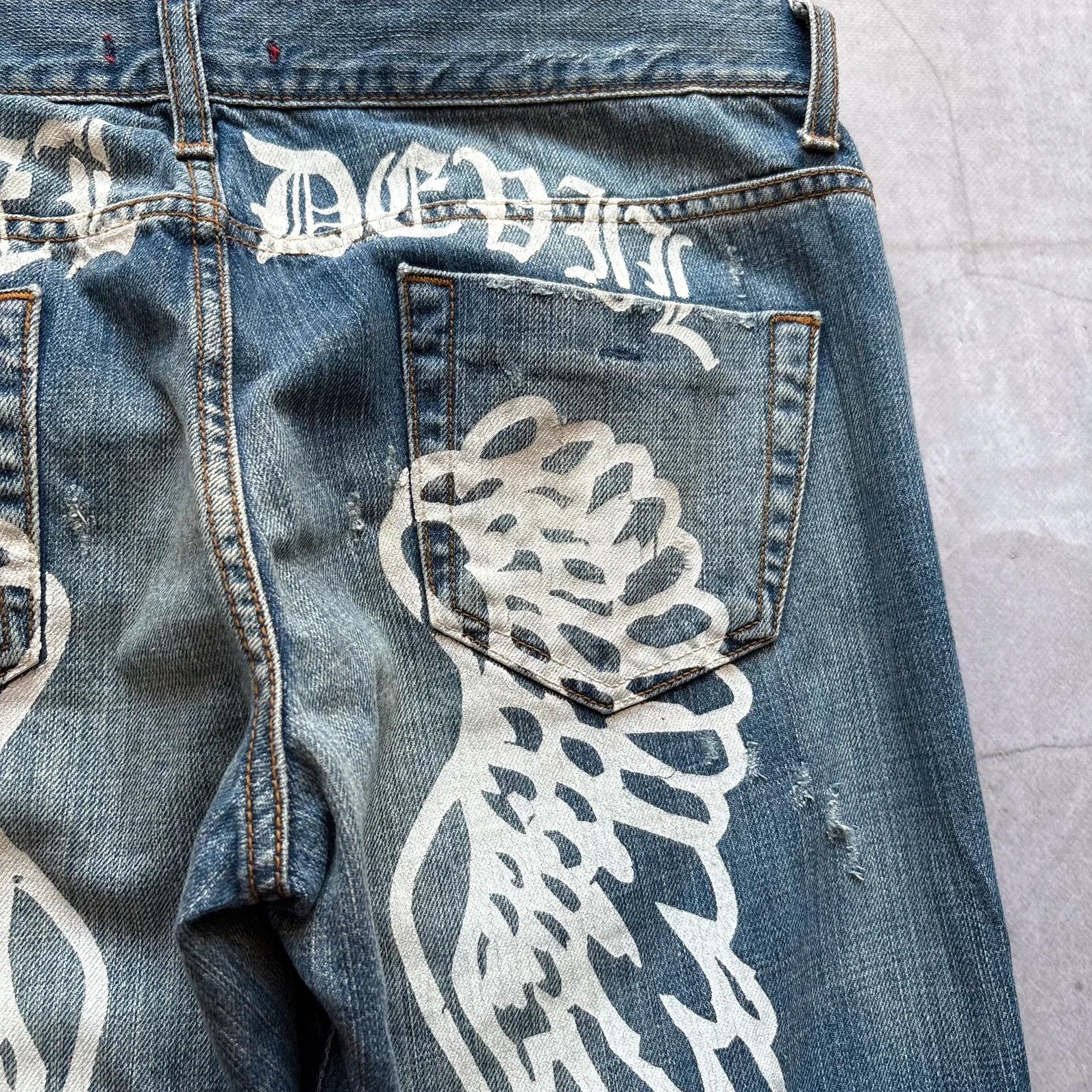 Hysteric Glamour 00s Angel Devil Wings Jeans Gothic trashed Punk avant garde Size US 32 / EU 48 - 5 Thumbnail