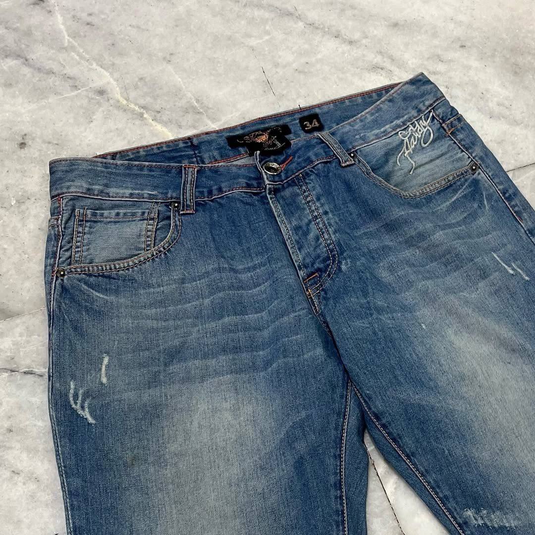 Christian Audigier × Ed Hardy Y2k Ed Hardy ' 🔥 Fire skull 💀' Embroidery Denim Jorts Size US 34 / EU 50 - 6 Thumbnail