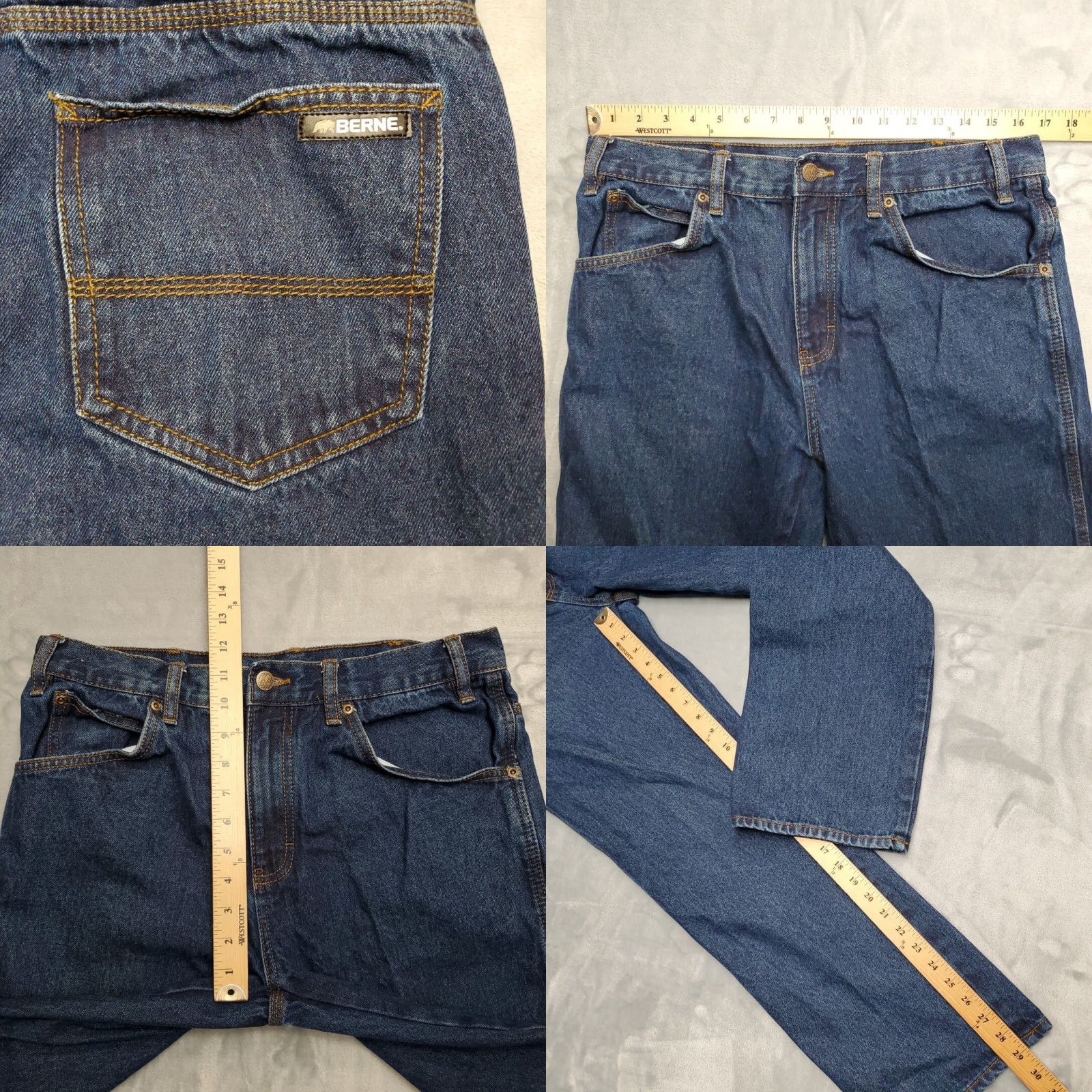 Vintage Berne Jeans Mens 34x30 Blue Denim 100% Cotton Workwear Work Casual Twill Pants Jeans Mens 34 Blue Denim 100% Cotton Workwear Twill Pants Size US 34 / EU 50 - 8 Thumbnail