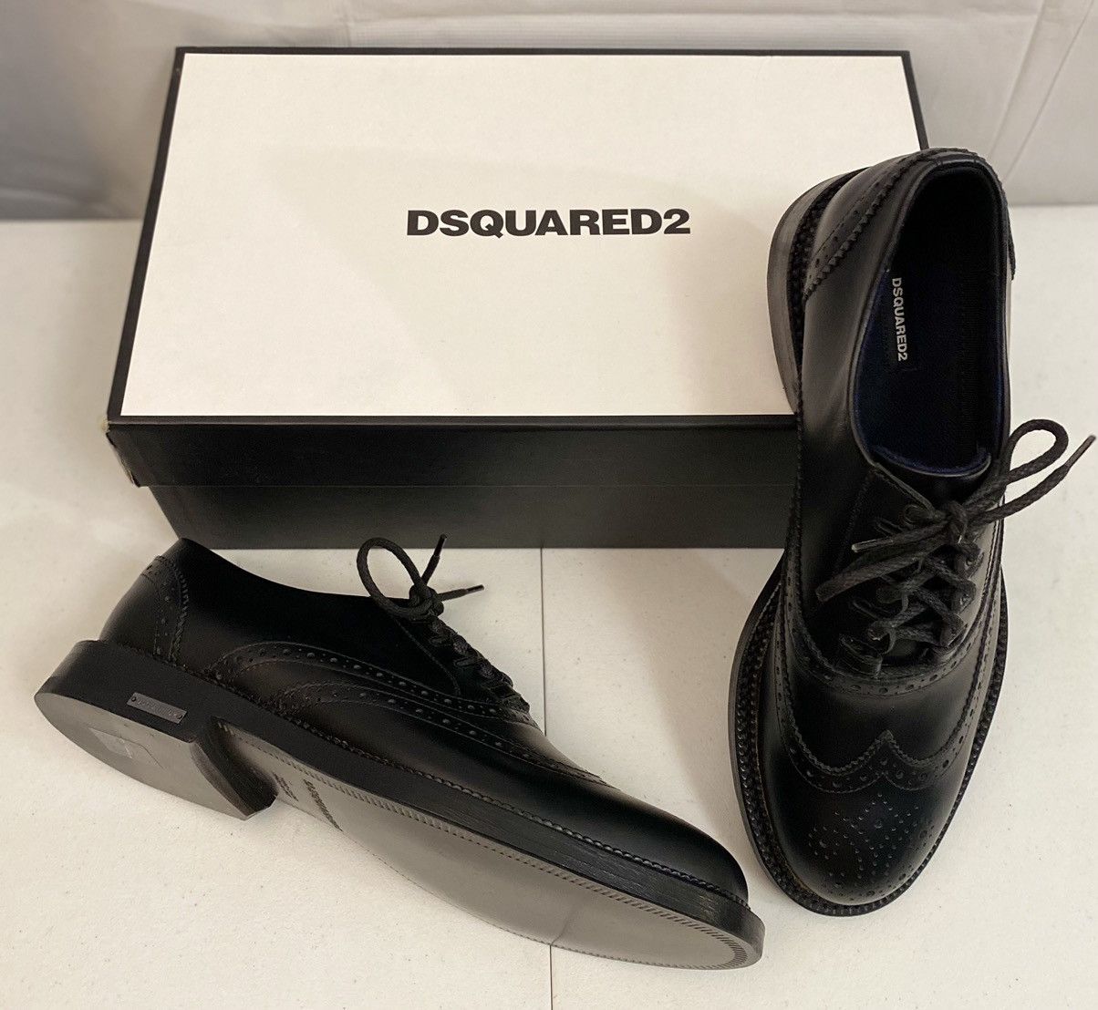 Dsquared2 Dsquared2 🇮🇹 Black Leather Wingtip Handmade Brogue 10 NEW Size US 10 / EU 43 - 4 Thumbnail
