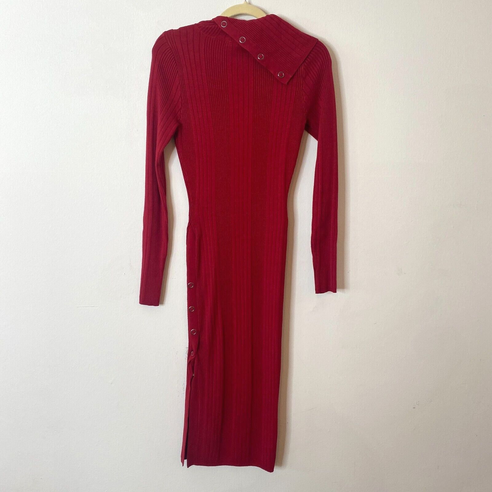 Guess Guess Red Asymmetric Turtle Neck Sweater Dress Side Button Size XS / US 0-2 / IT 36-38 - 2 Thumbnail