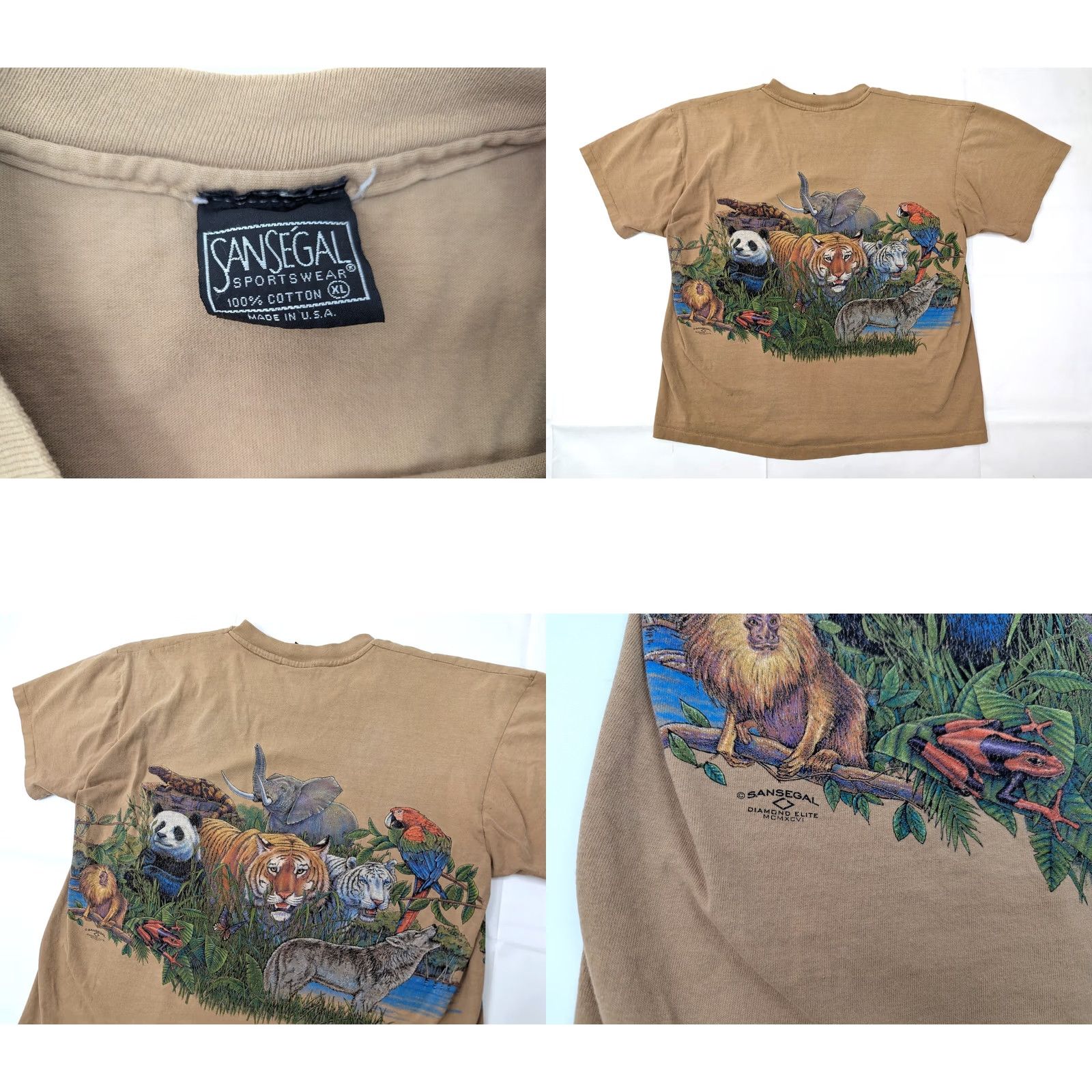 Vintage VINTAGE San Segal Tiger Panda Wolf Jungle Animals Graphic Tee Crew Neck XXL XL Tan Brown Shirt Men" Size US XL / EU 56 / 4 - 8 Thumbnail