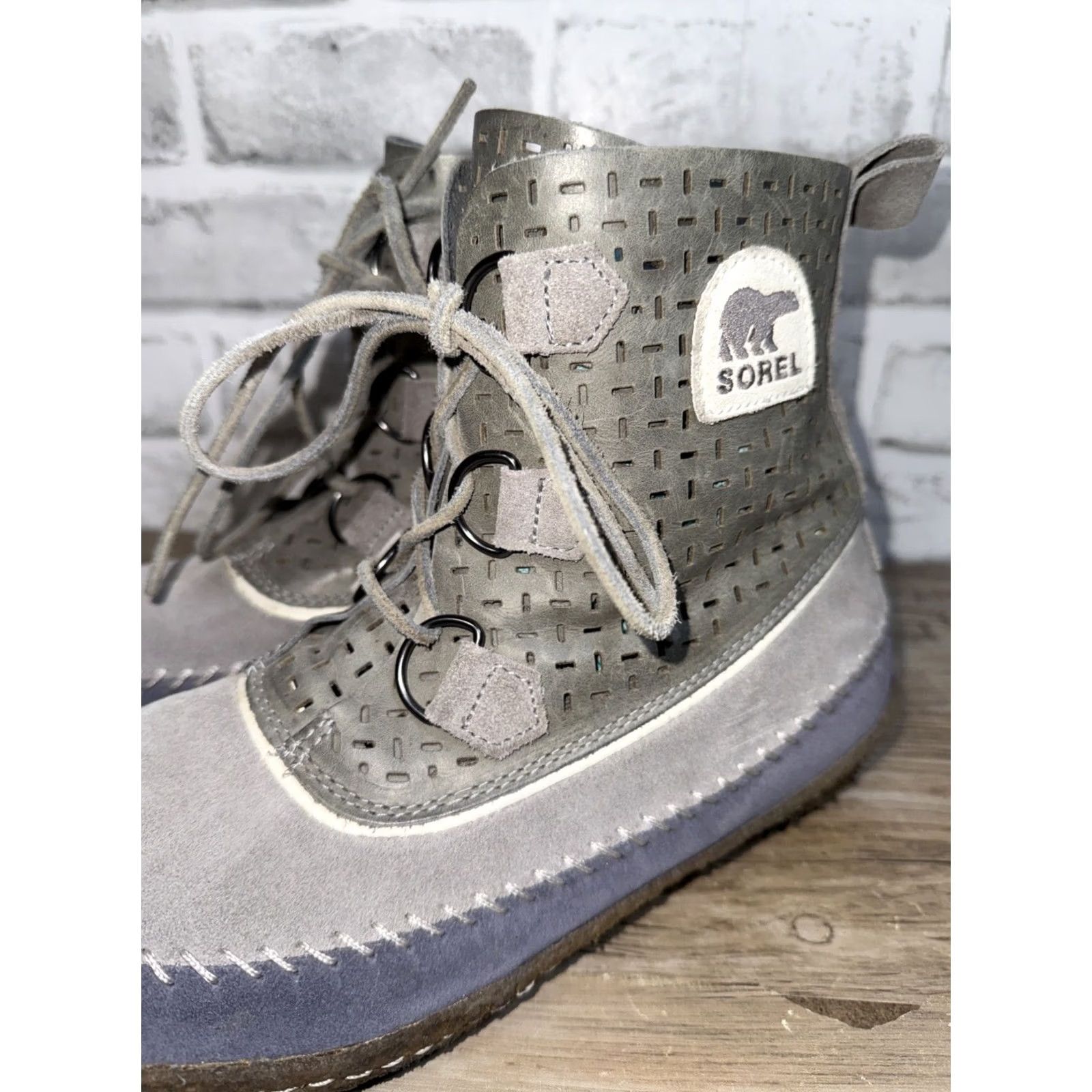 SOREL Sorel Joplin Waterproof Suede Leather Winter Moccasin Boots Womens 10.5 Gray Boots Waterproof Suede Leather Winter Joplin Womens 10.5 Gray Size US 11 / IT 41 - 3 Thumbnail