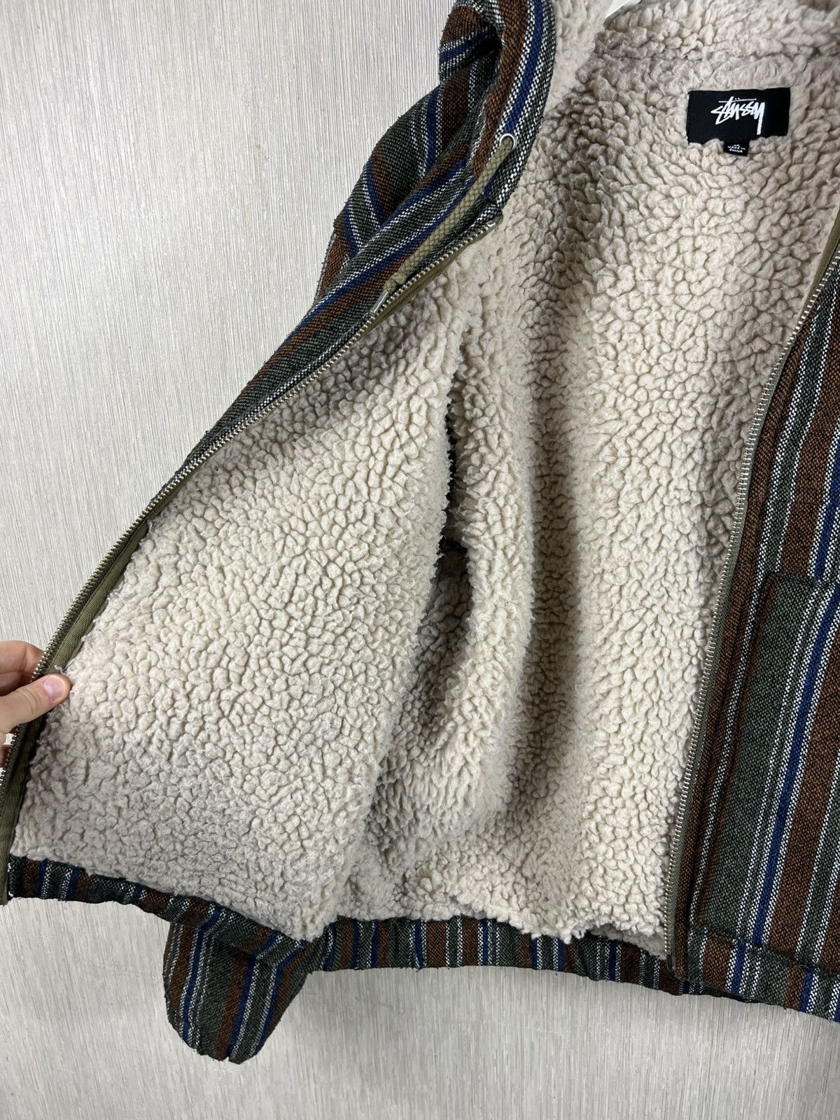 Stussy × Vintage Vintage Stussy wool work jacket striped insulated sherpa Size US M / EU 48-50 / 2 - 15 Thumbnail