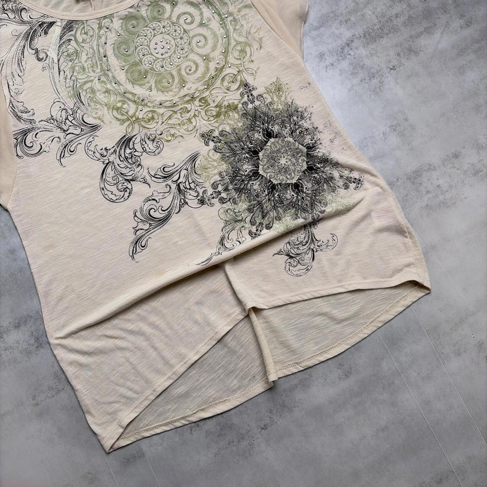 Faded Glory Y2K Beige Faded Glory Grunge Gothic Cross Women’s Top Size L / US 10 / IT 46 - 4 Thumbnail