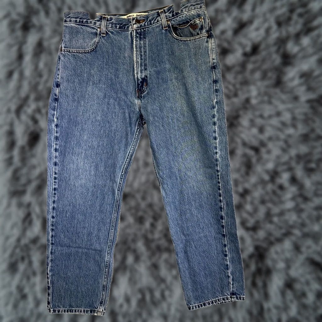 Harley Davidson Harley-Davidson Jeans Men’s 36 x 30 Blue Stone Wash Denim Mid-Rise Straight Jeans Men’s Regular Stone Wash Blue 36x30 Size US 36 / EU 52 - 1 Thumbnail
