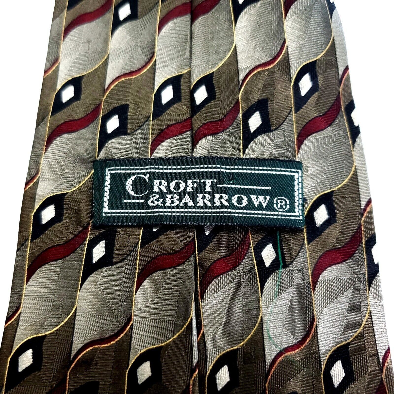 Croft & Barrow Croft Barrow Silk Tie Print Green Geometric Wide Size ONE SIZE - 3 Thumbnail