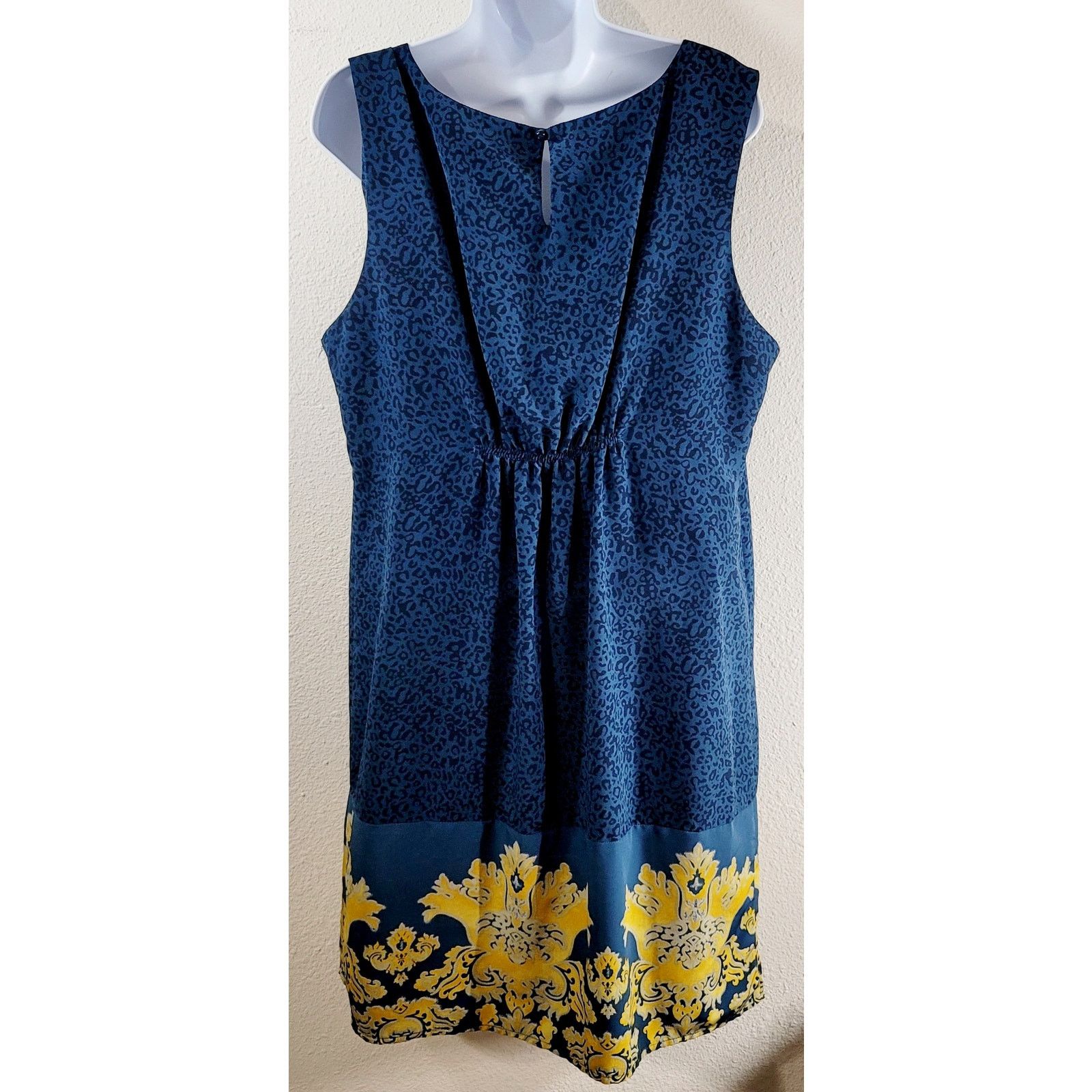 Other Vintage Blue Gold Animal Print A Line Dress XL Lightweight Size XL / US 12-14 / IT 48-50 - 2 Thumbnail