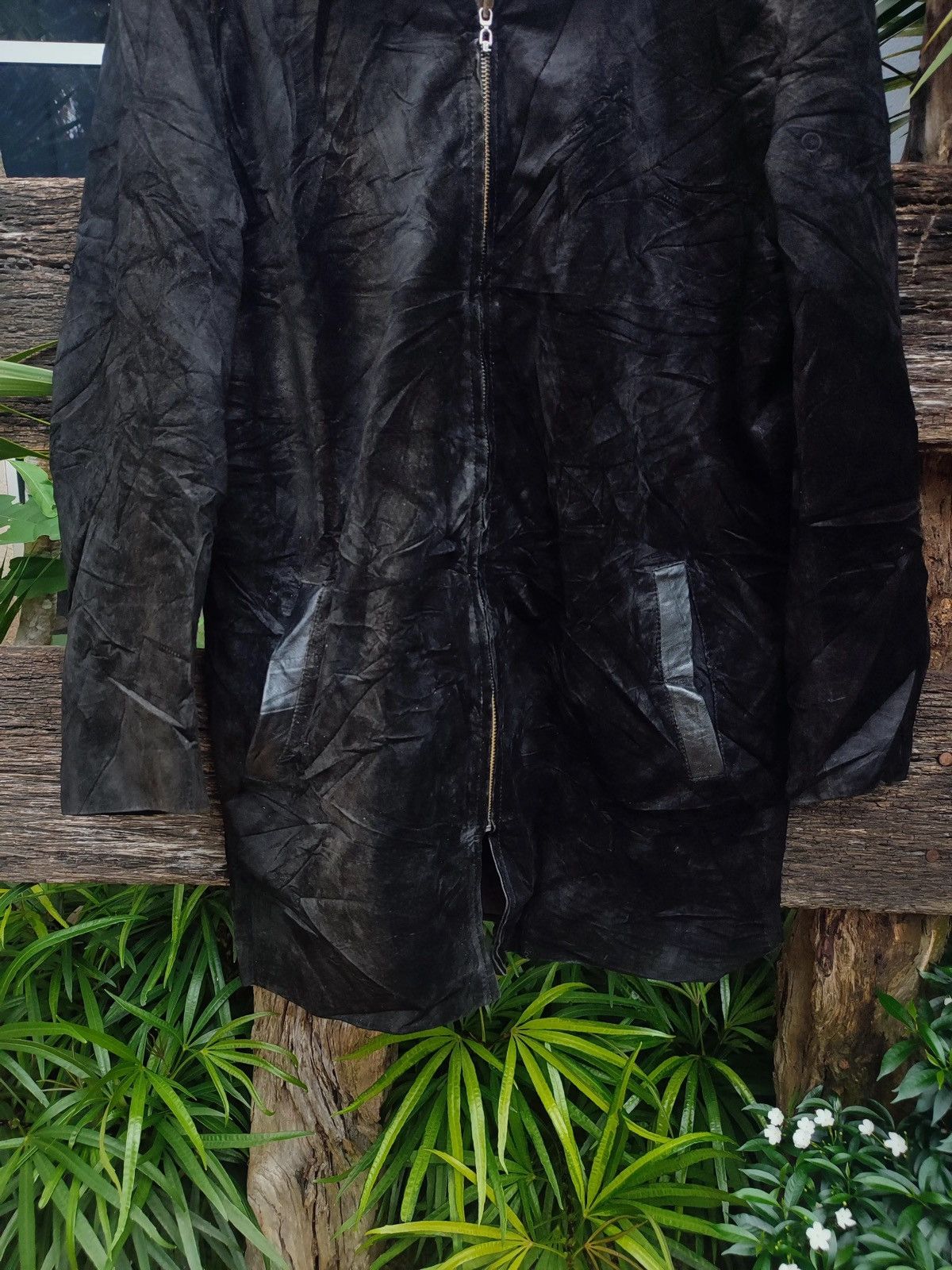 Designer × Vintage Vintage Italy Mode Long Jacket –Real Leather Collar Size US L / EU 52-54 / 3 - 5 Thumbnail