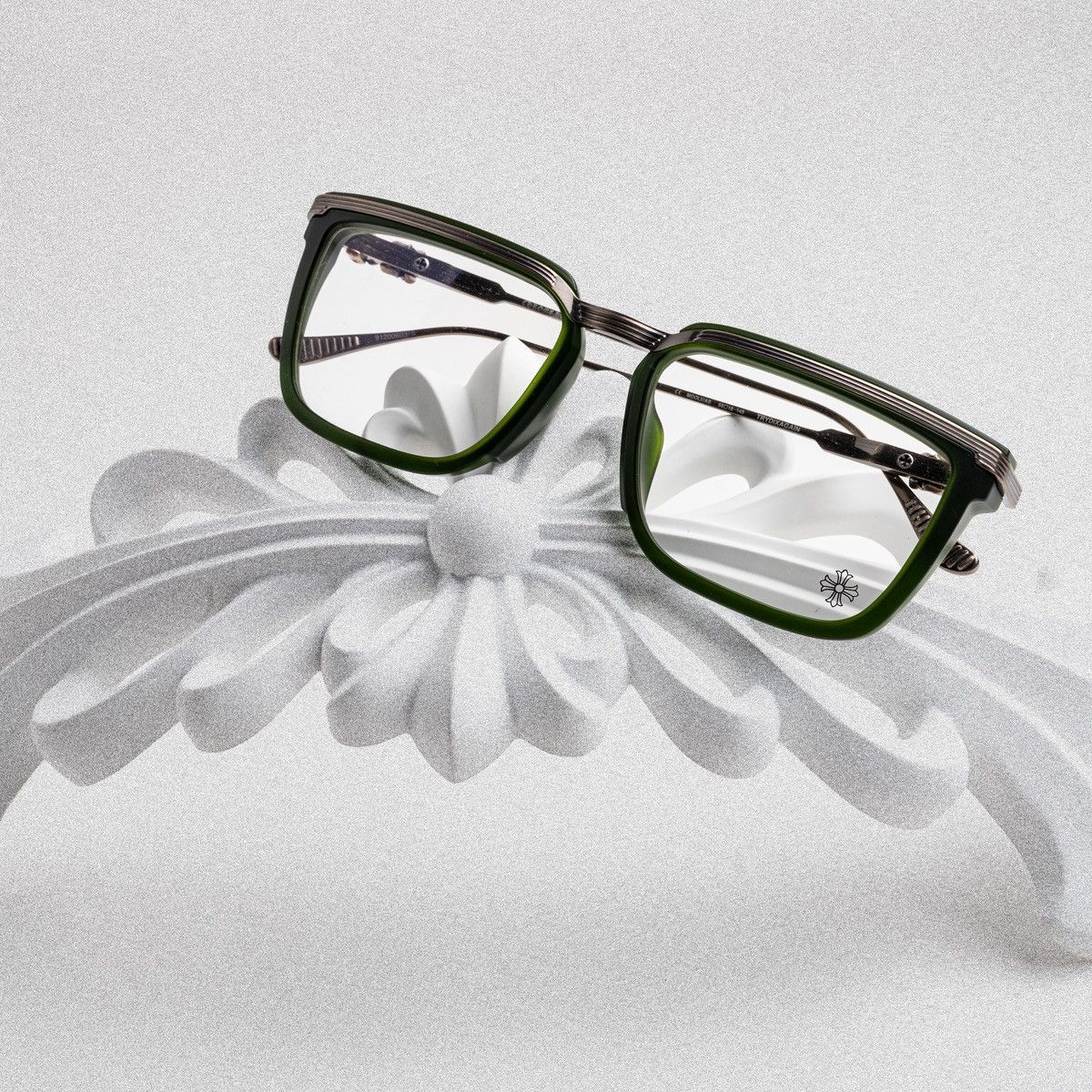 Chrome Hearts CHROME HEARTS TRYDIXAGAIN DARK OLIVE/ANTIQUE SILVER GLASSES Size ONE SIZE - 6 Thumbnail